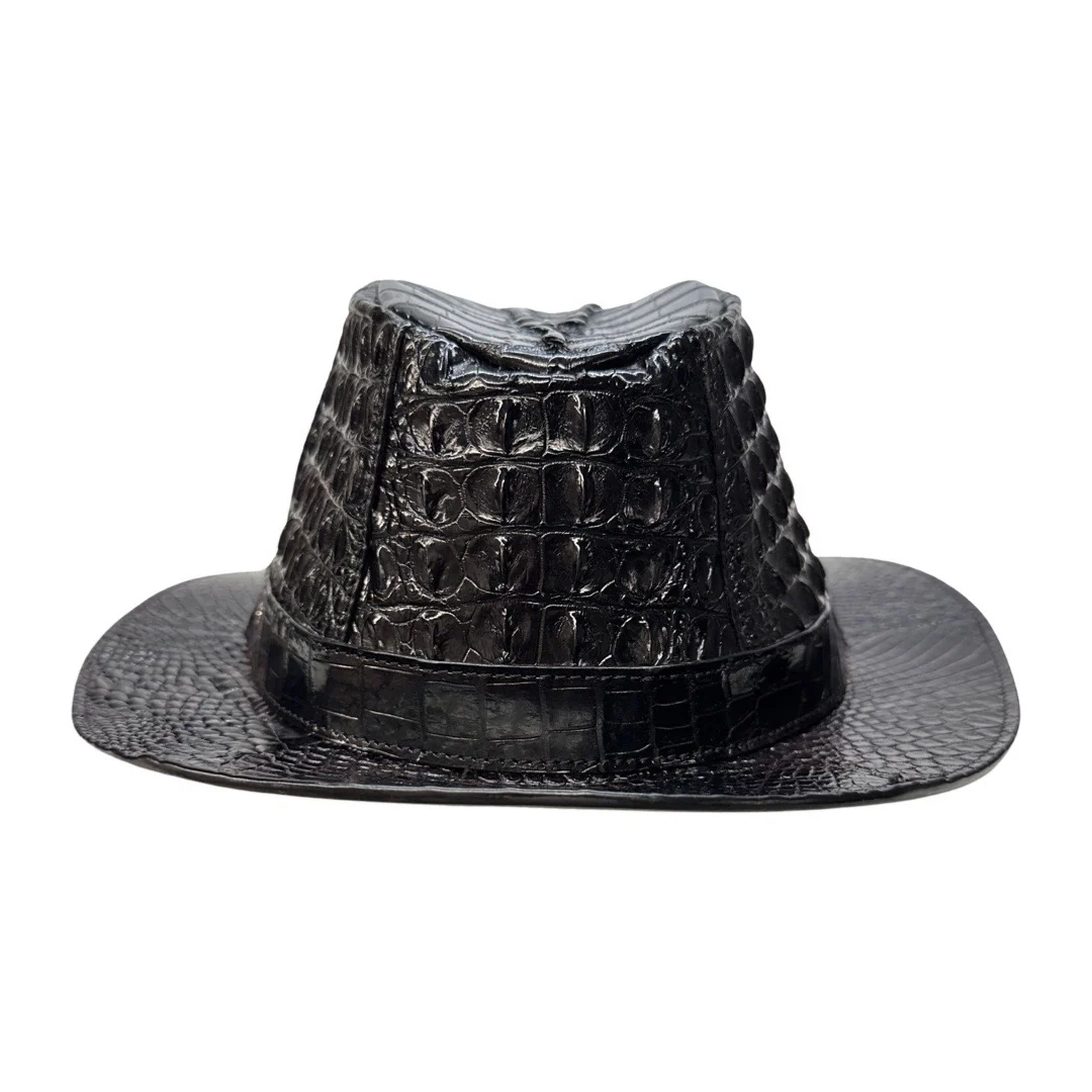 Kashani Black Hornback Alligator Fedora Hat - Image 3