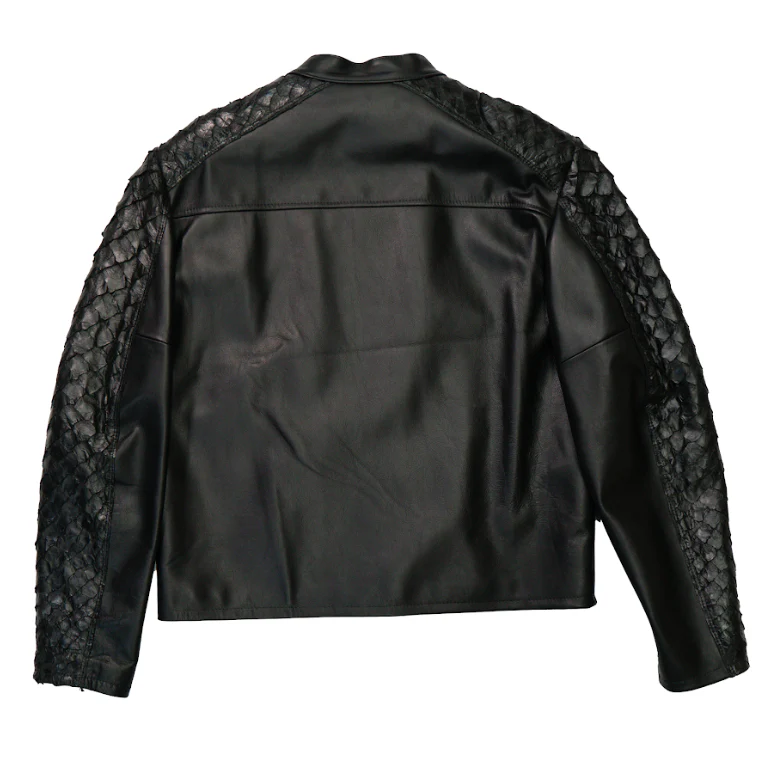 Kashani Black Pirarucu Fish Lined Lambskin Jacket - Image 3