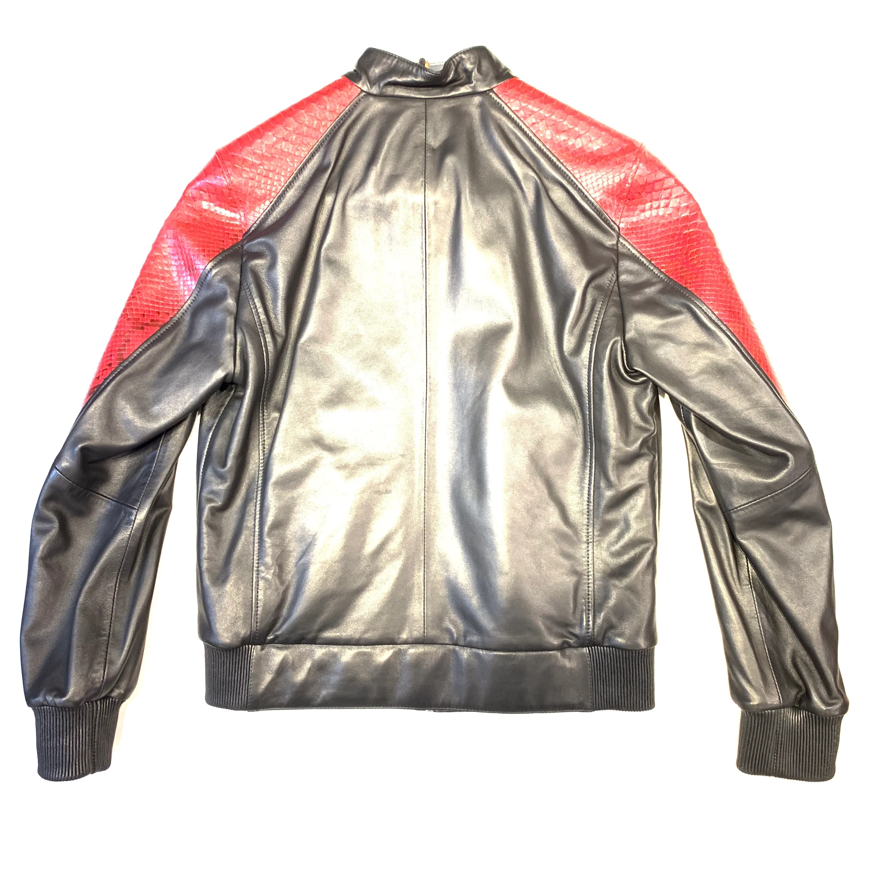 Kashani Black Red Python MA-1 Bomber Jacket - Image 3