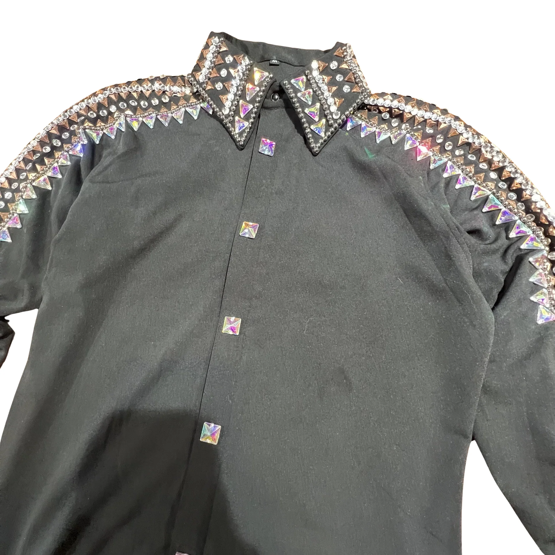 Kashani Black Royal Hyper Crystal Button-Up Zip Shirt - Image 8