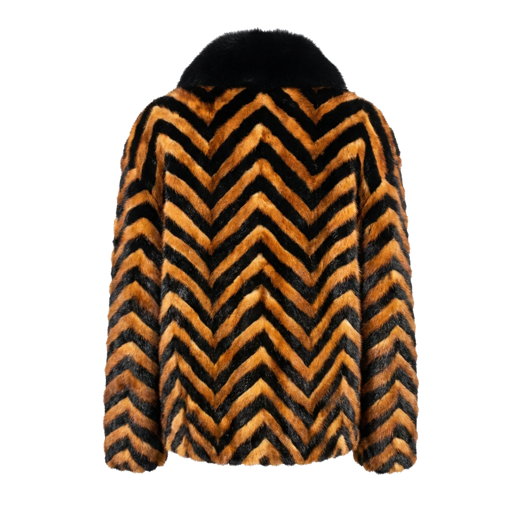 Kashani Black / Whisky Mink Tail Bomber Jacket - Image 2