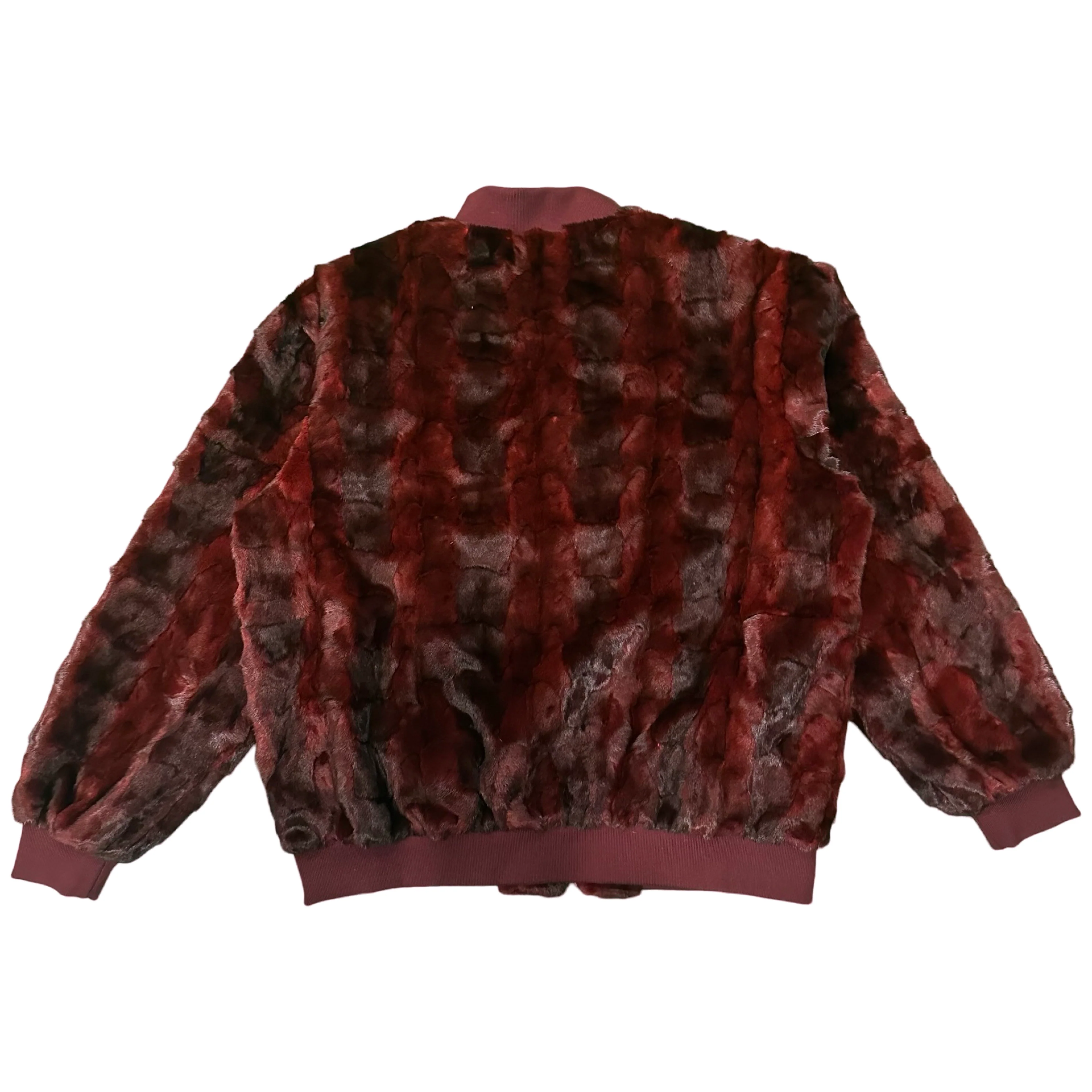 Kashani Burgundy Diamond Cut Mink Fur Bomber Jacket - Image 4