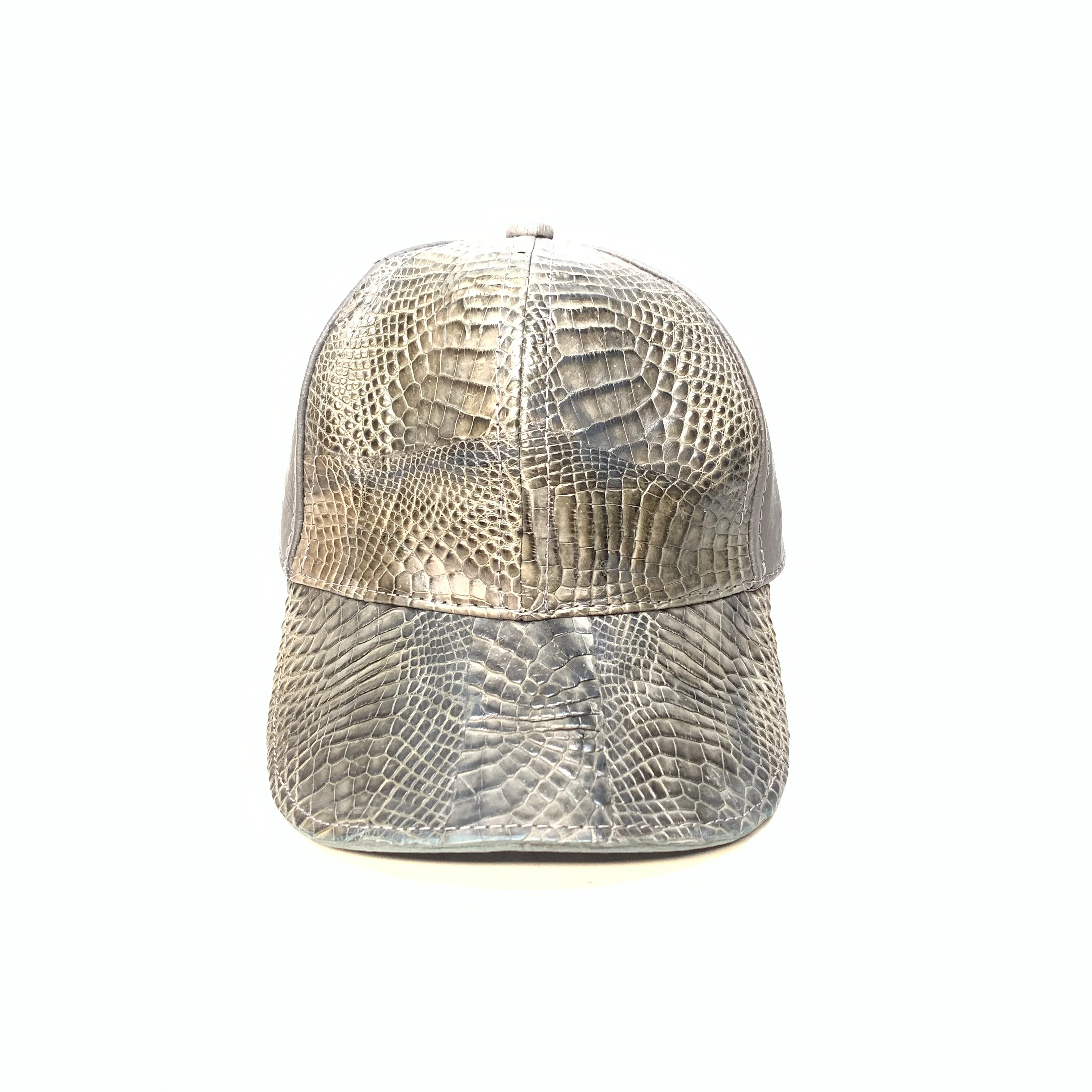 Kashani Charcoal Grey Alligator & Ostrich Quill StrapBack Hat - Image 3