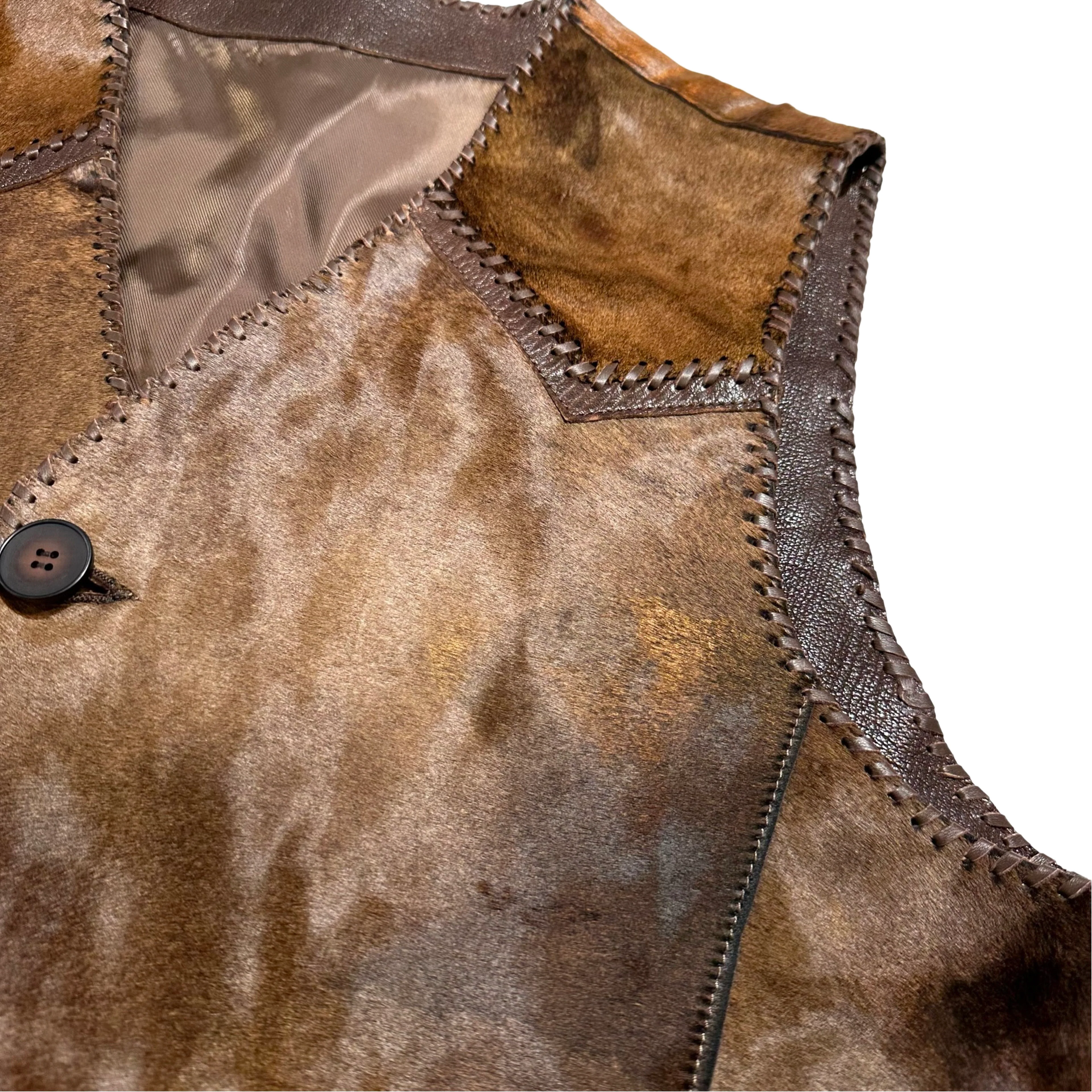 Kashani Rustic Chocolate Cavallino Pony Hair Hand Woven Vest - Image 4