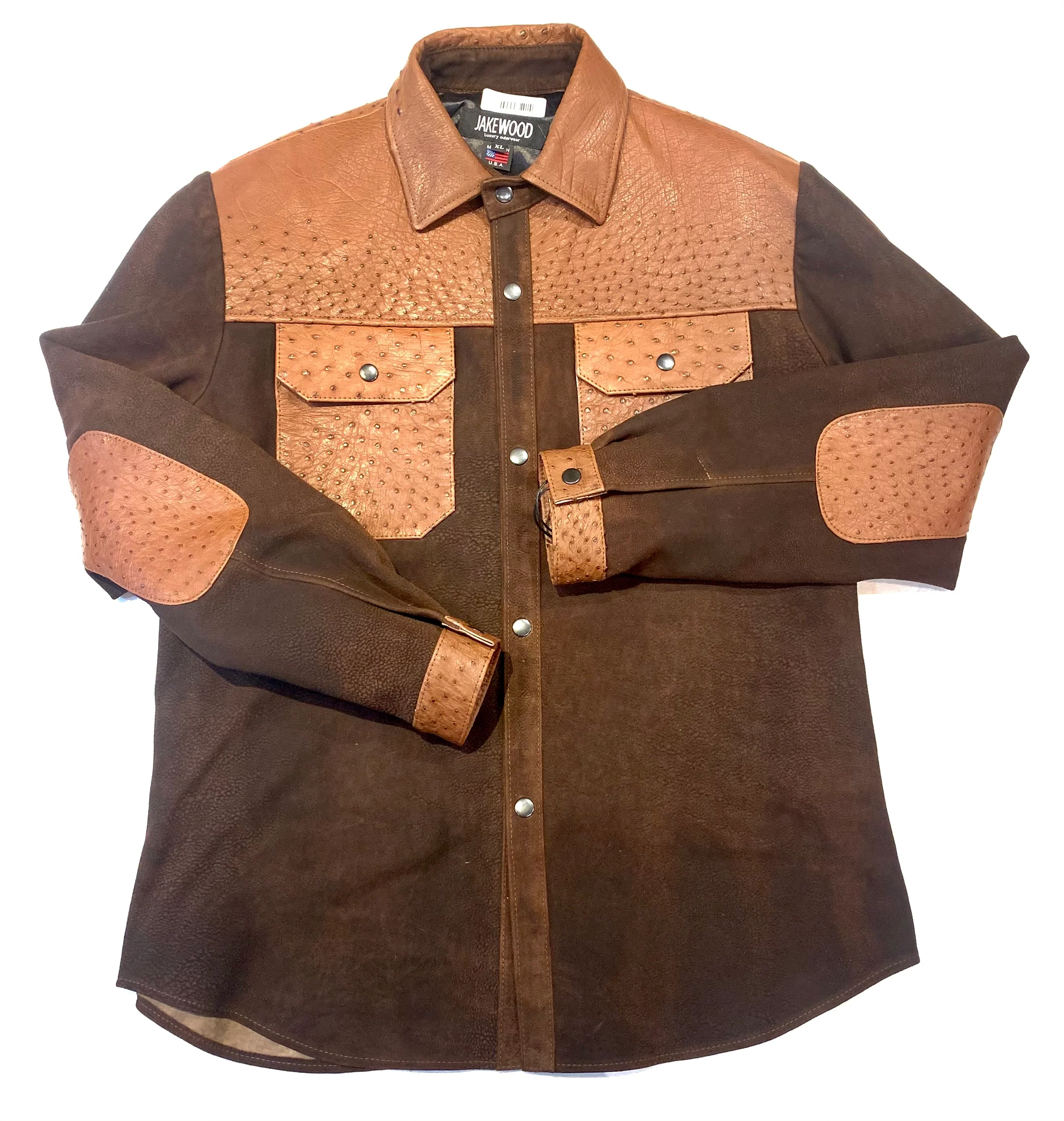Kashani Chocolate Brown Ostrich Quill/Suede Shirt - Image 6