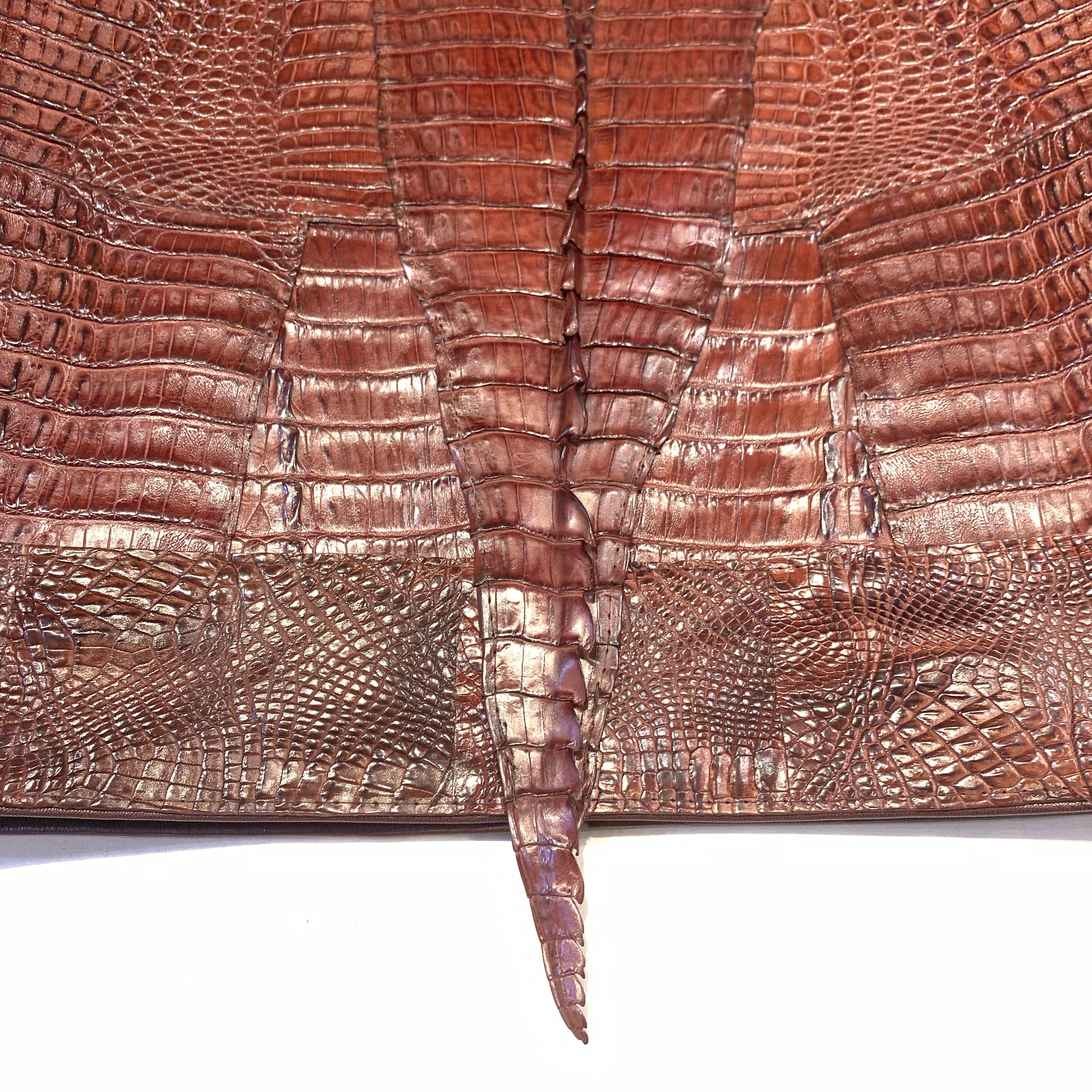 Kashani Men's Choclate All-Over Alligator Skin Bomber Jacket - Image 8