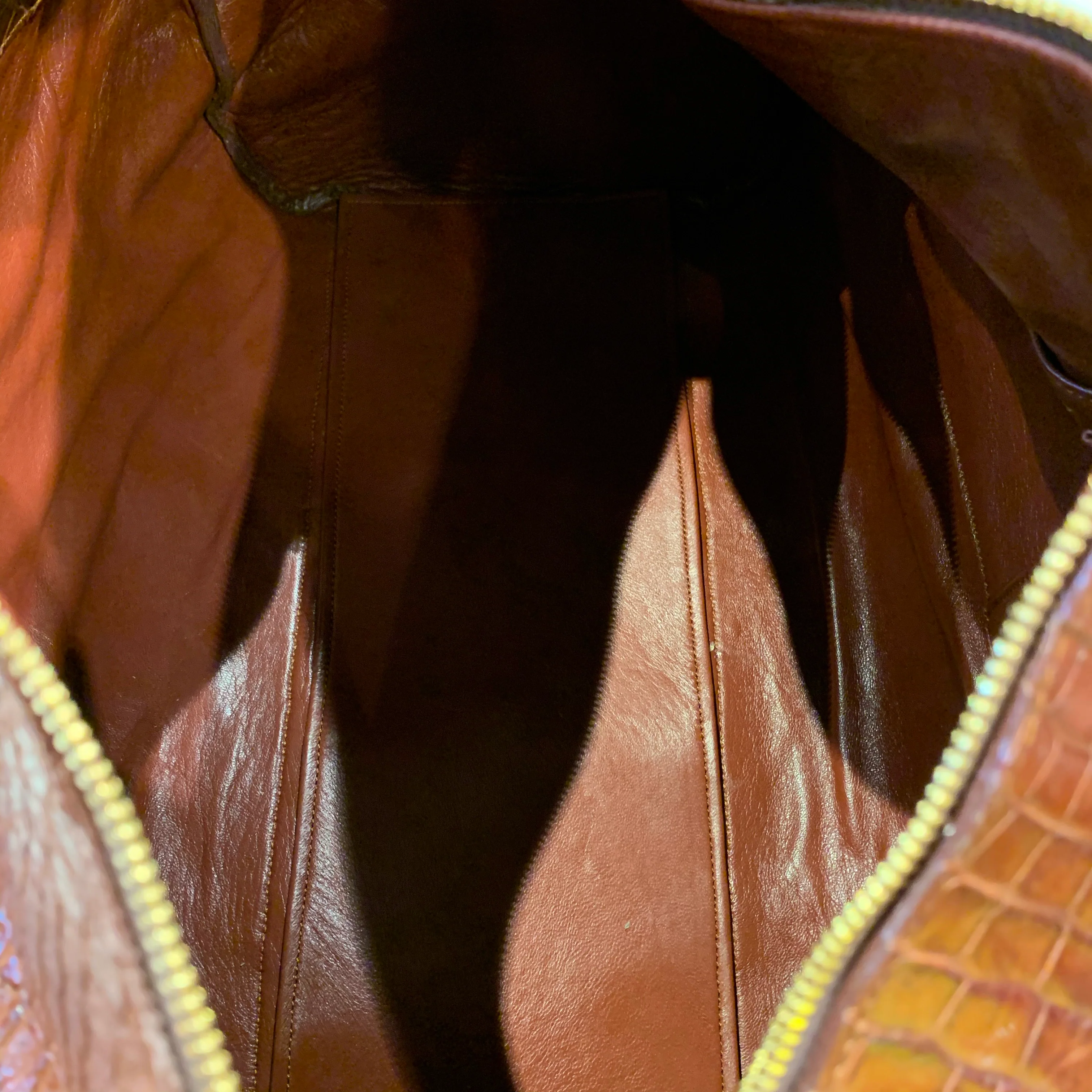 Kashani Cognac Full Alligator Body Duffle Bag - Image 7