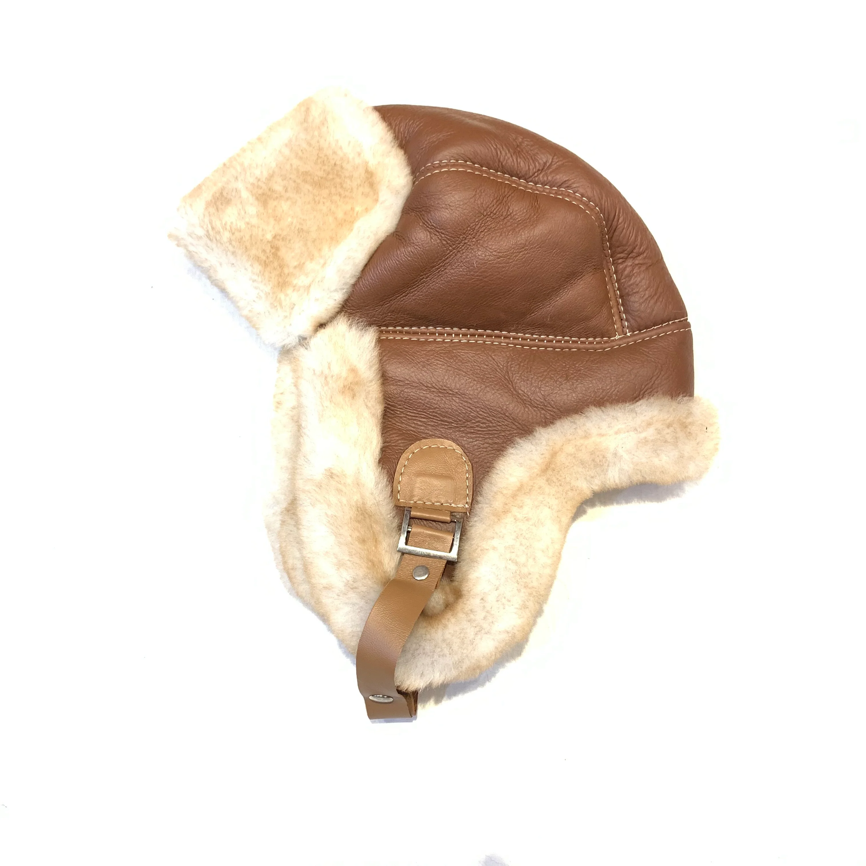 Kashani Cognac Shearling Aviator Hat - Image 4
