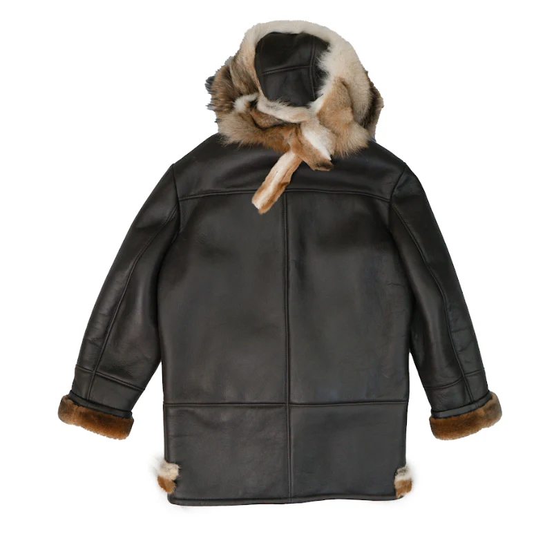 Kashani Coyote Hooded Shearling Trench Coat - Image 3