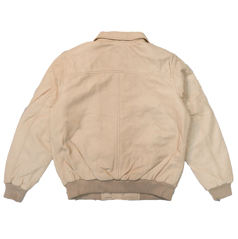 Kashani Cream Lambskin Bomber Jacket - Image 3