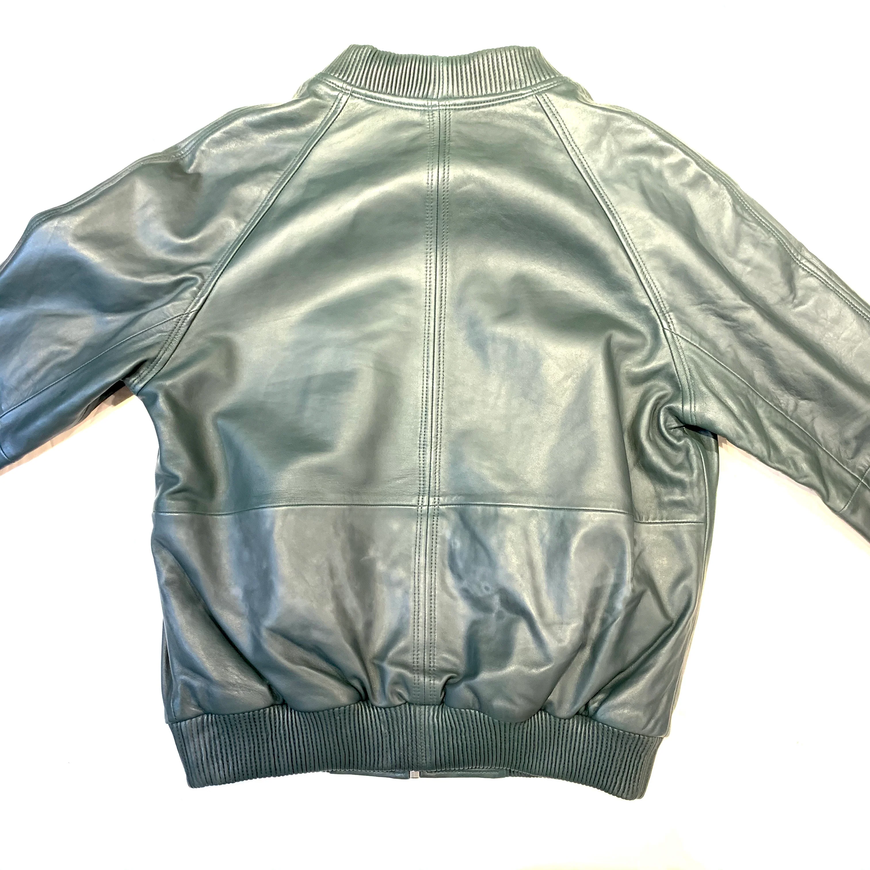 Kashani Forest Green Naked Lambskin Bomber Jacket - Image 4