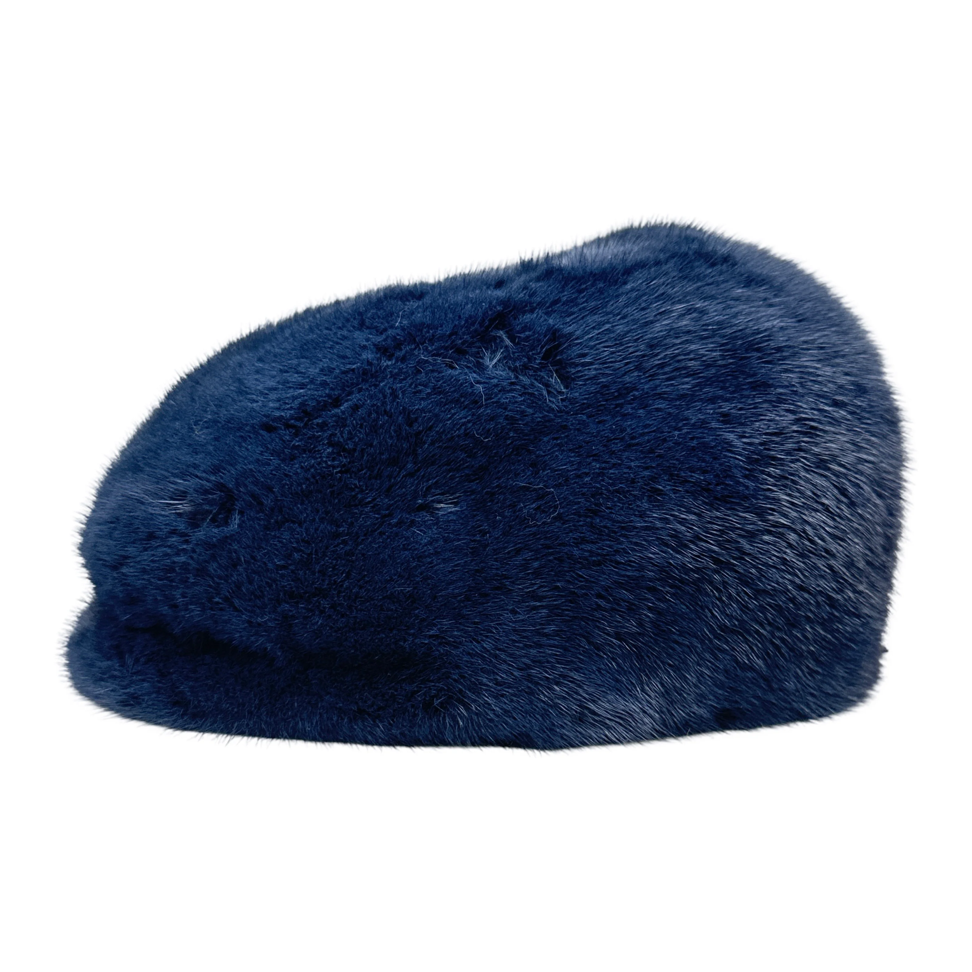 Kashani Full Mink Navy Herringbone Cap - Image 4