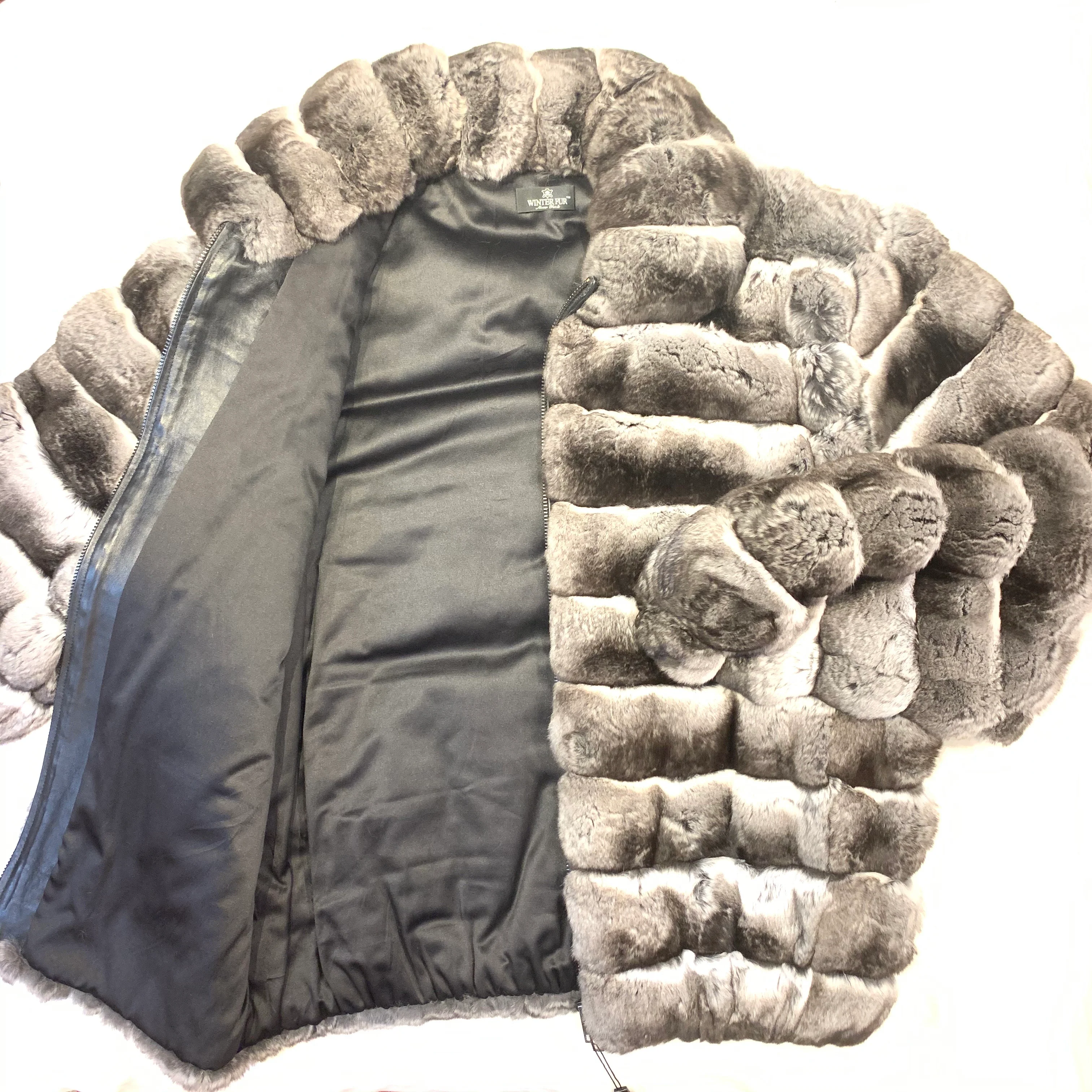 Kashani Men's Full Skin Chinchilla Bomber Fur Coat - Image 3