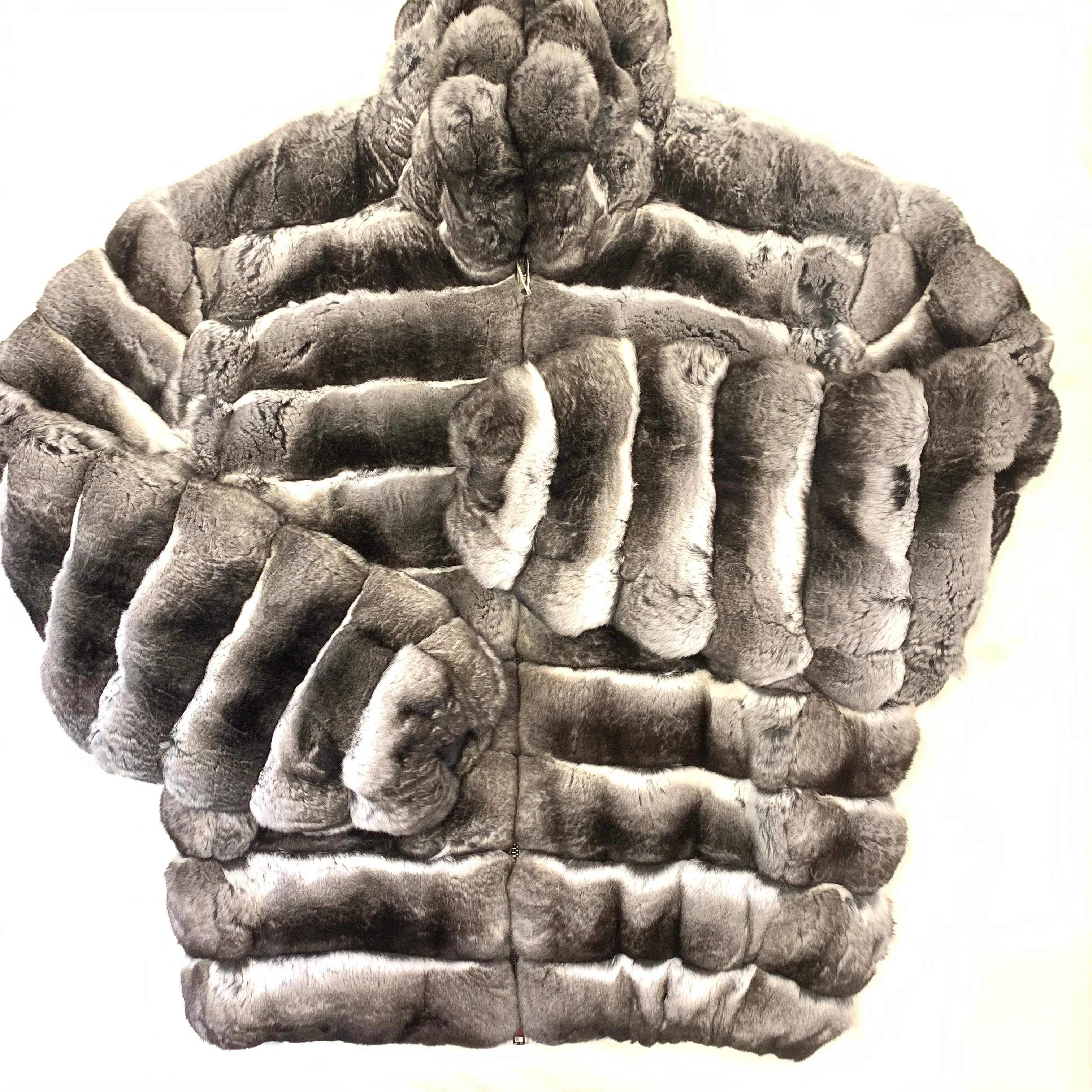 Kashani Men's Full Skin Chinchilla Bomber Fur Coat - Image 6