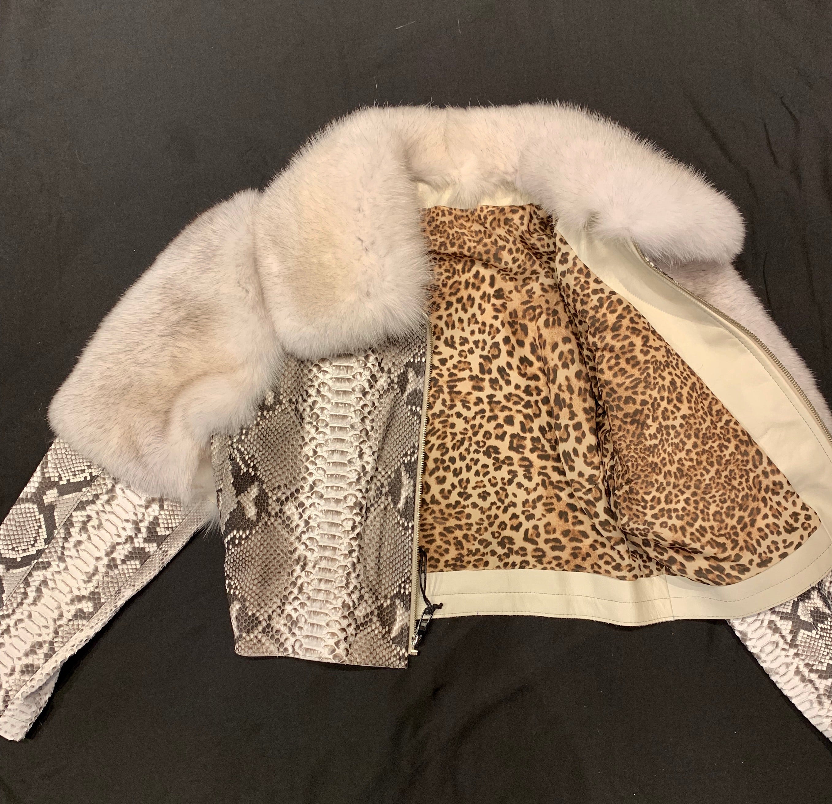 Kashani Ladies Arctic Fox White Python Jacket - Image 5