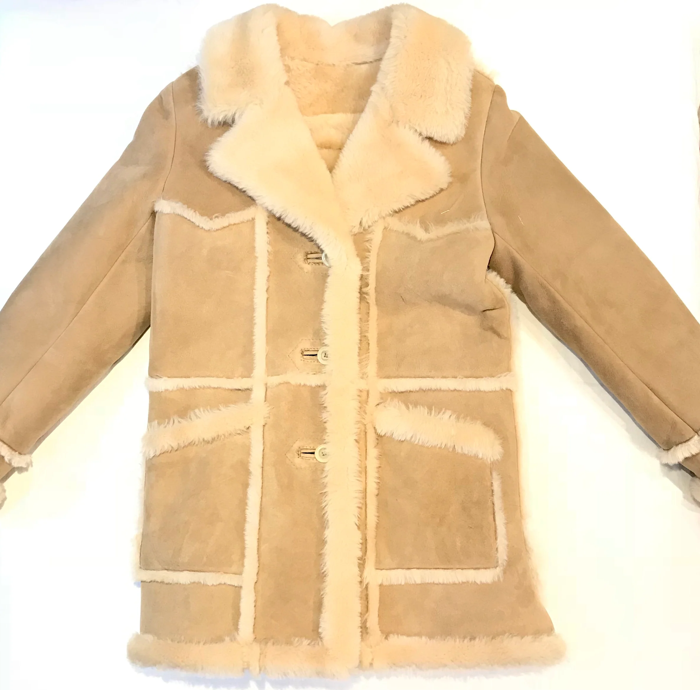 Kashani Ladies Natural Sherpa Lined Shearling Coat - Image 4