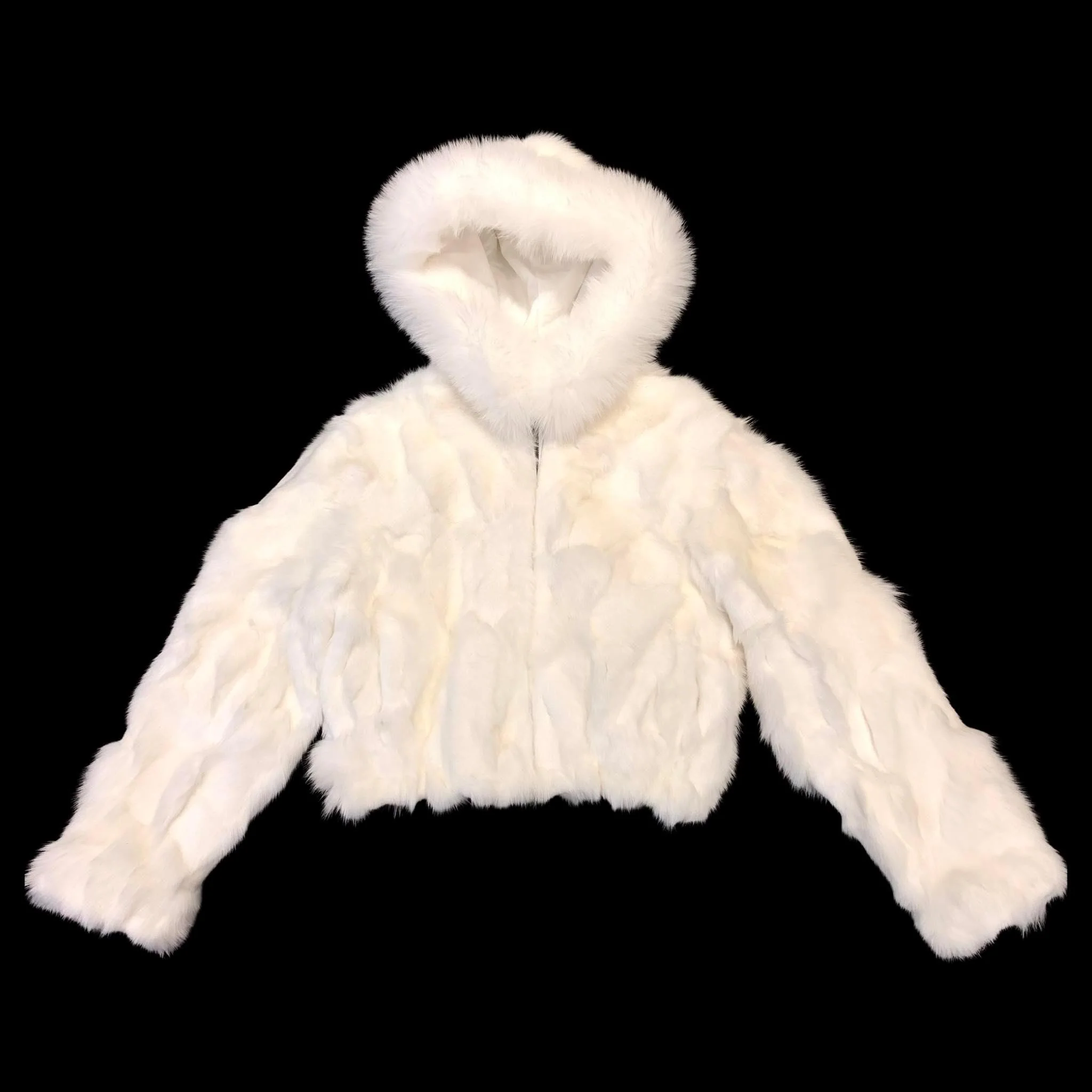 Kashani Ladies White Hooded Fox Fur Coat - Image 2