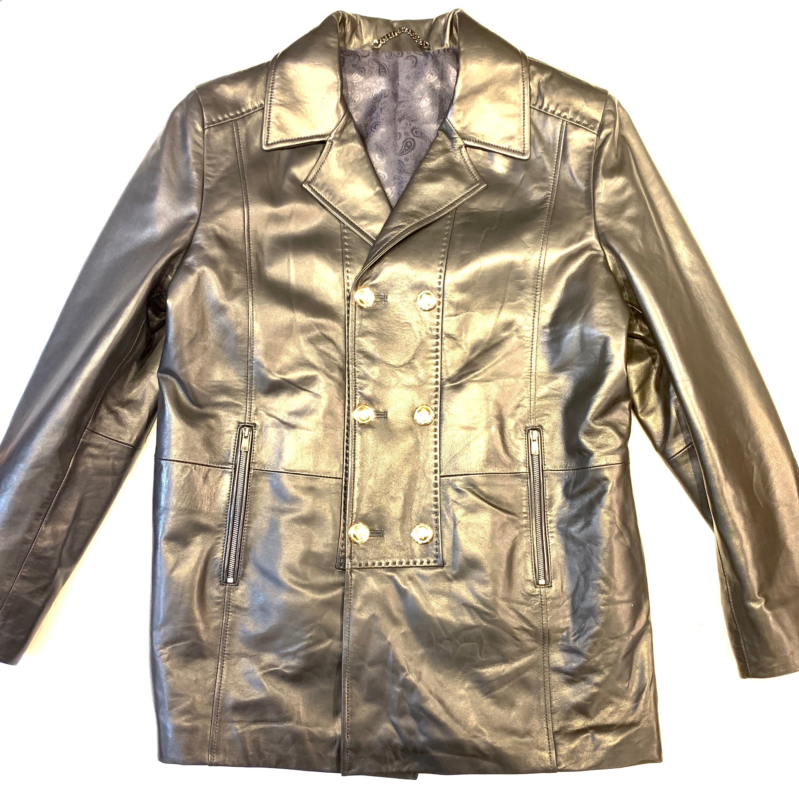 Kashani Men's Black Lambskin Peacoat - Image 2