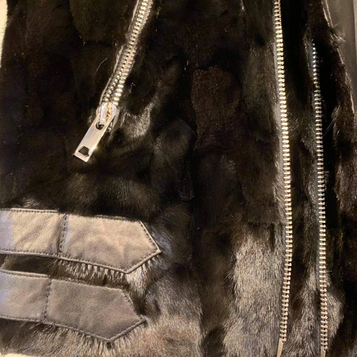 Kashani Men's Black Mink Leather Biker Jacket - Image 6