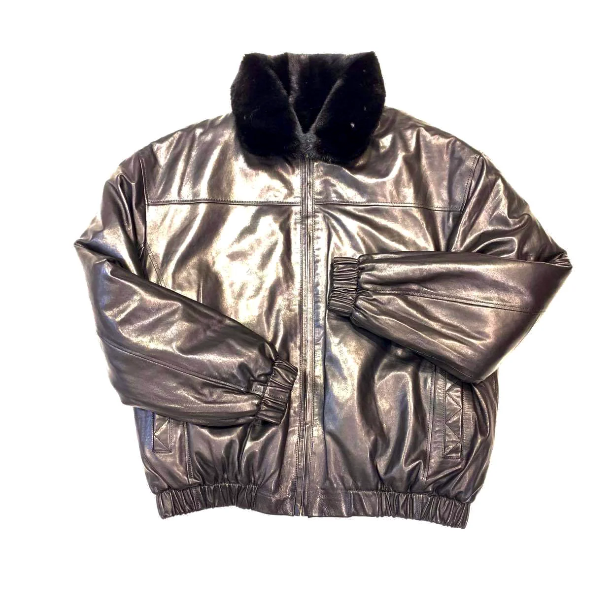 Kashani Men's Black Reversible Leather Mink Coat - Image 2