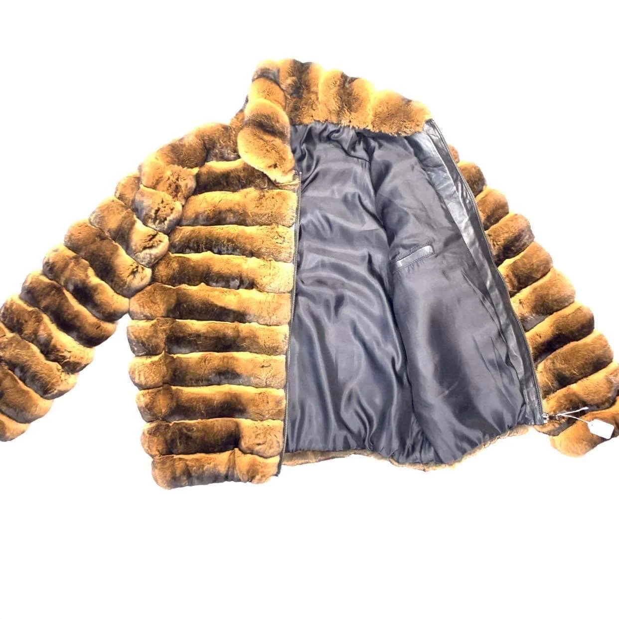 Kashani Men's Brown Full Chinchilla Fur Coat - Image 3