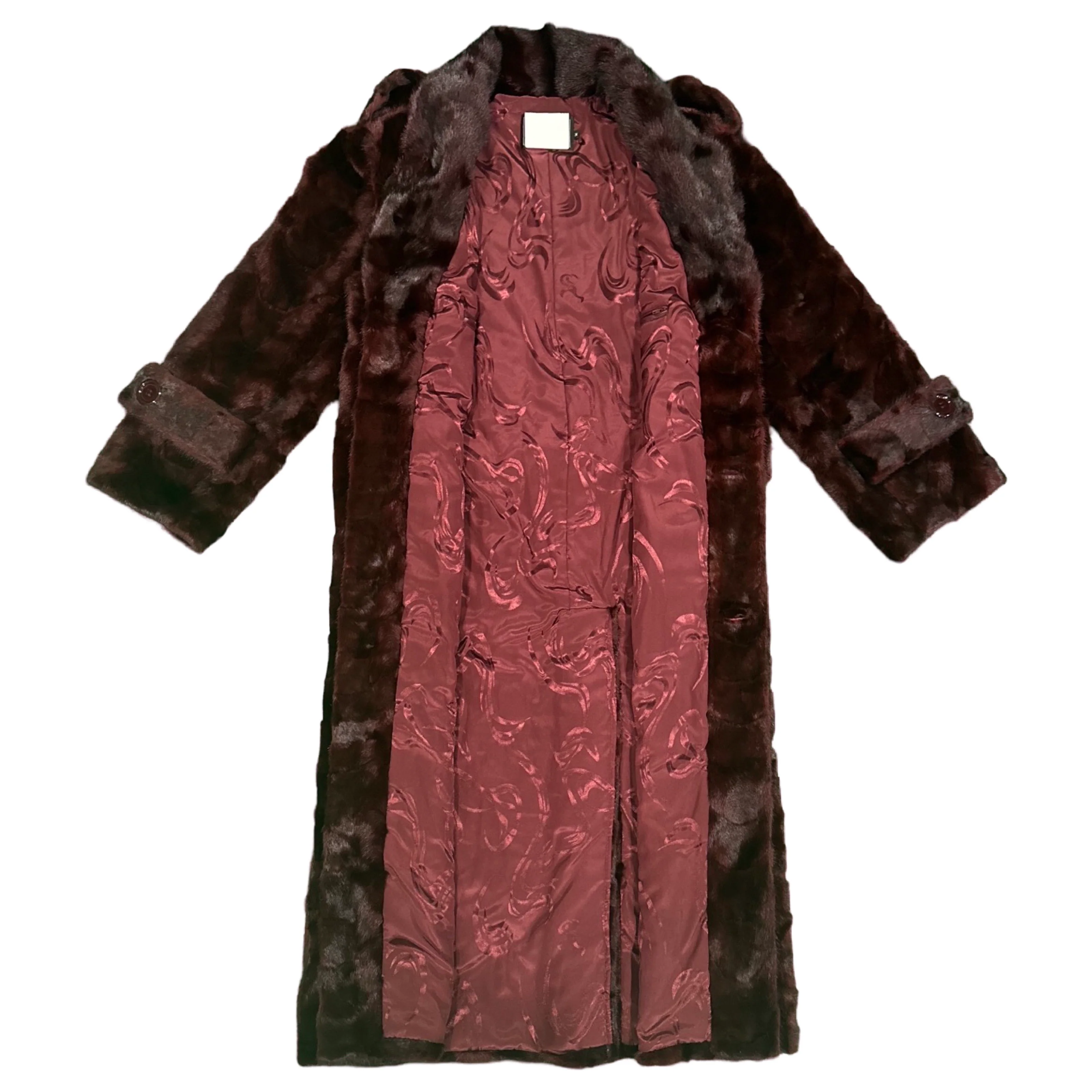 Kashani Men's Burgundy Full Mink Fur Trench Coat - Image 4