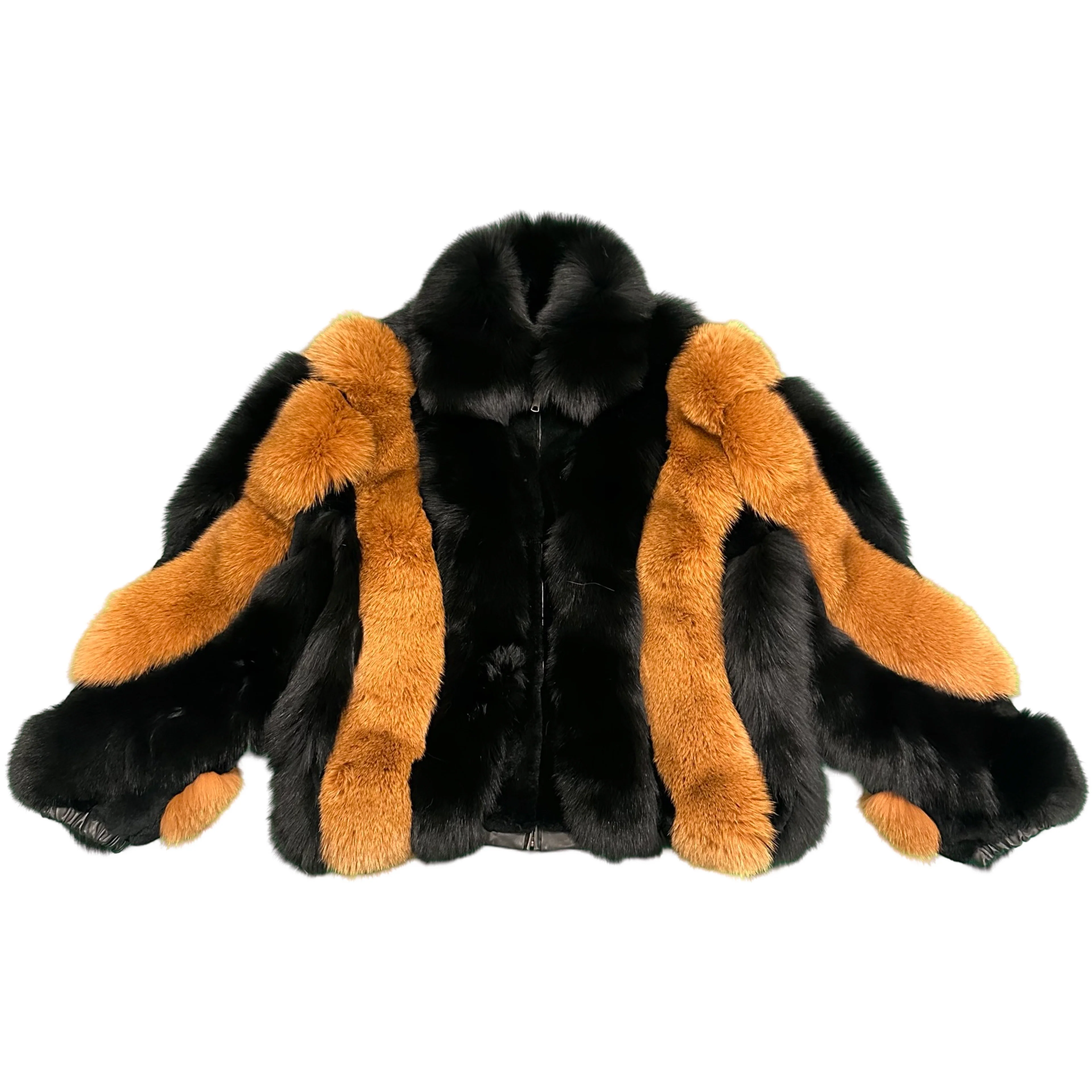 Kashani Men's Full Black/Whiskey Fox Fur Coat - Image 2