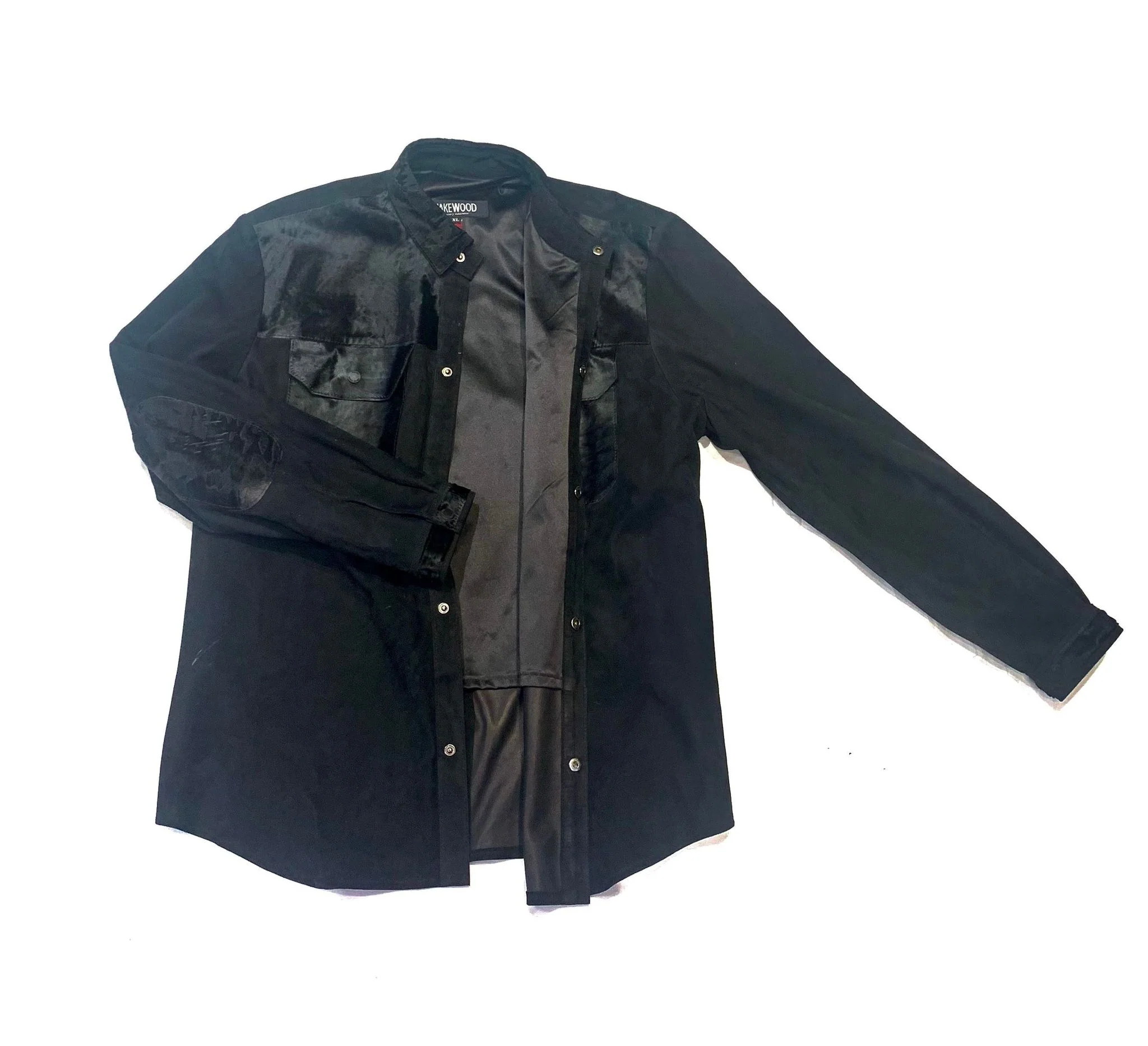 Kashani Men's Jet Black Pony Hair/Suede Shirt - Image 6