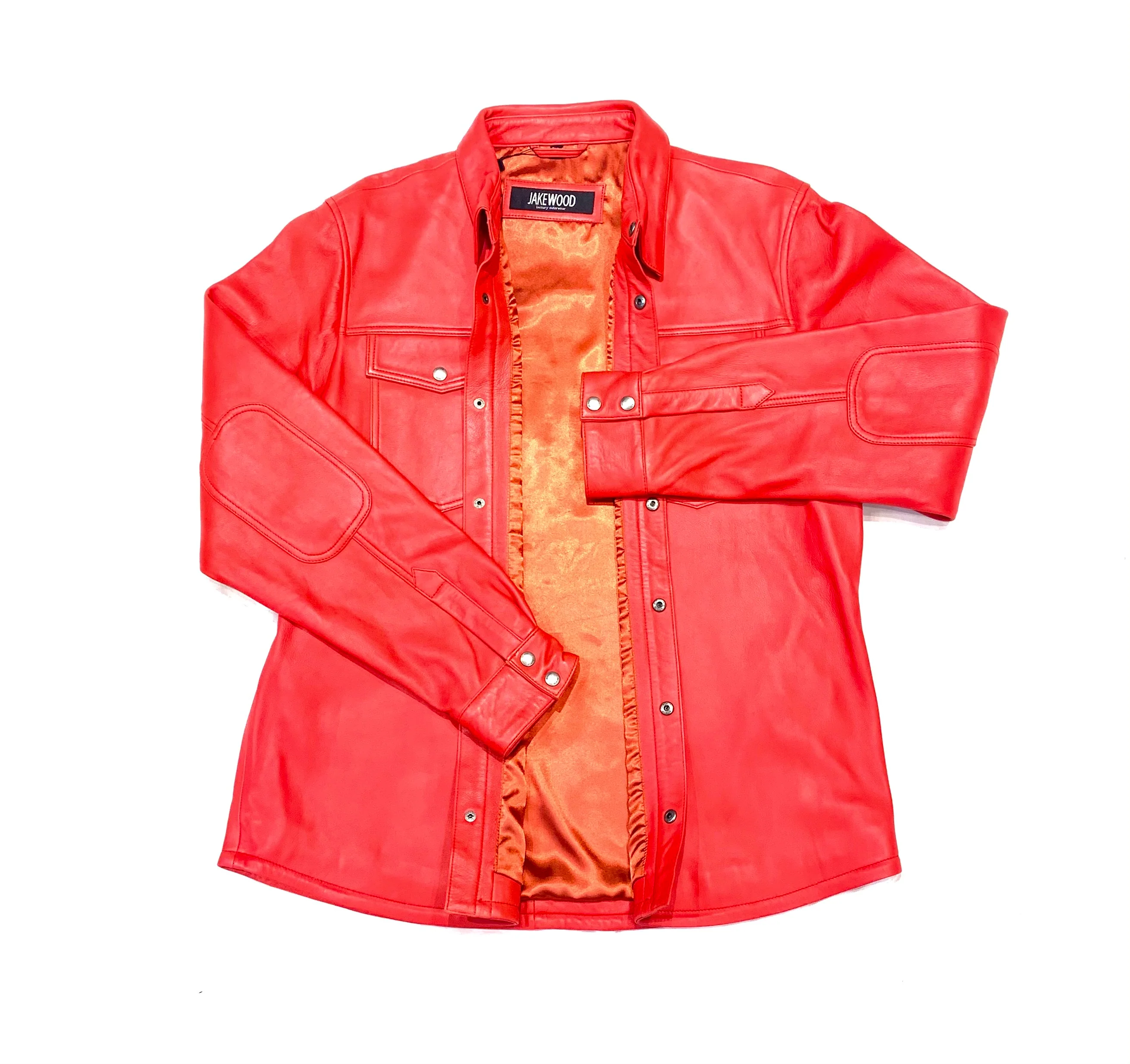 Kashani Men's Light Red Lambskin Button-Up Shirt - Image 7