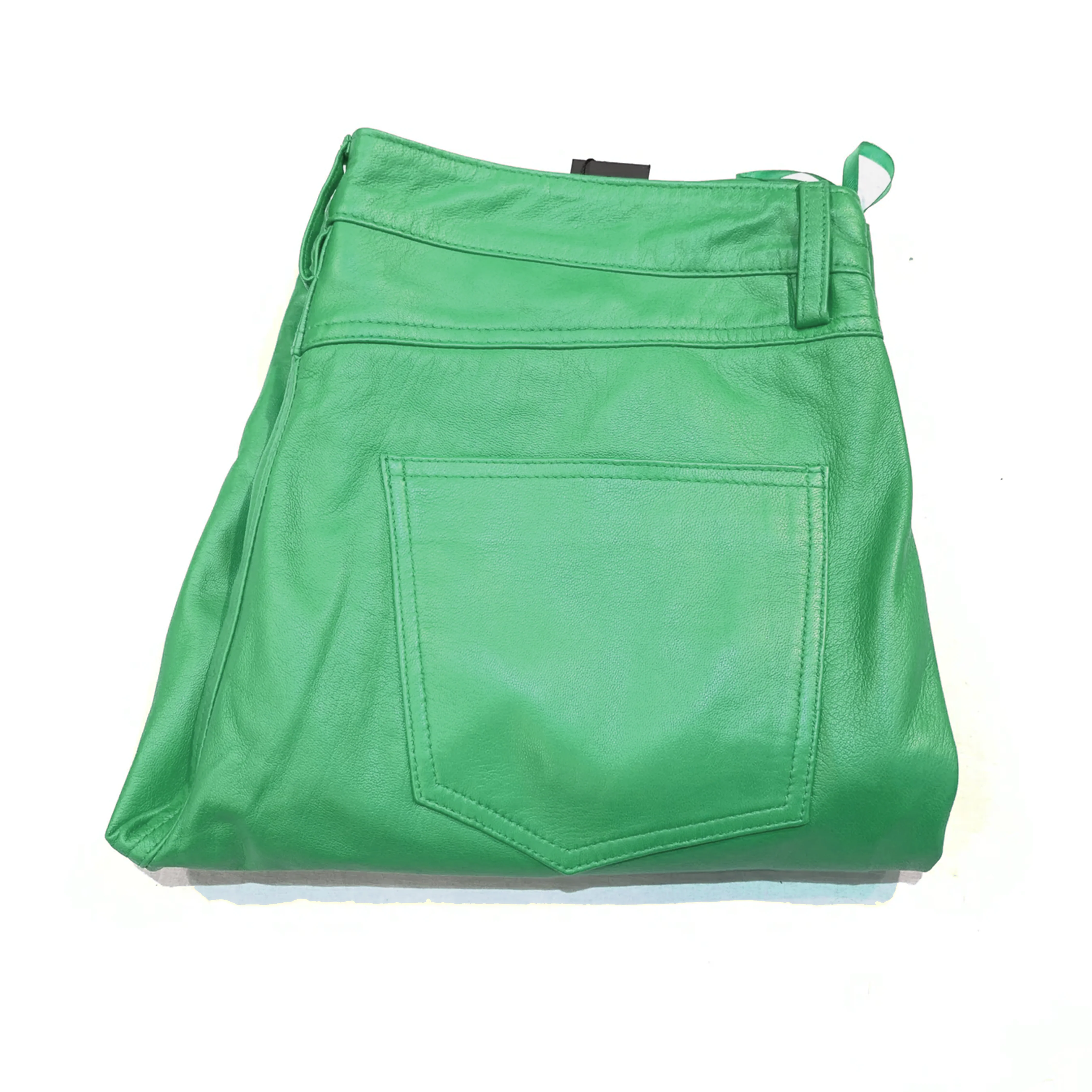 Kashani Men's Mint Green Lambskin Straight Cut Leather Pants - Image 3