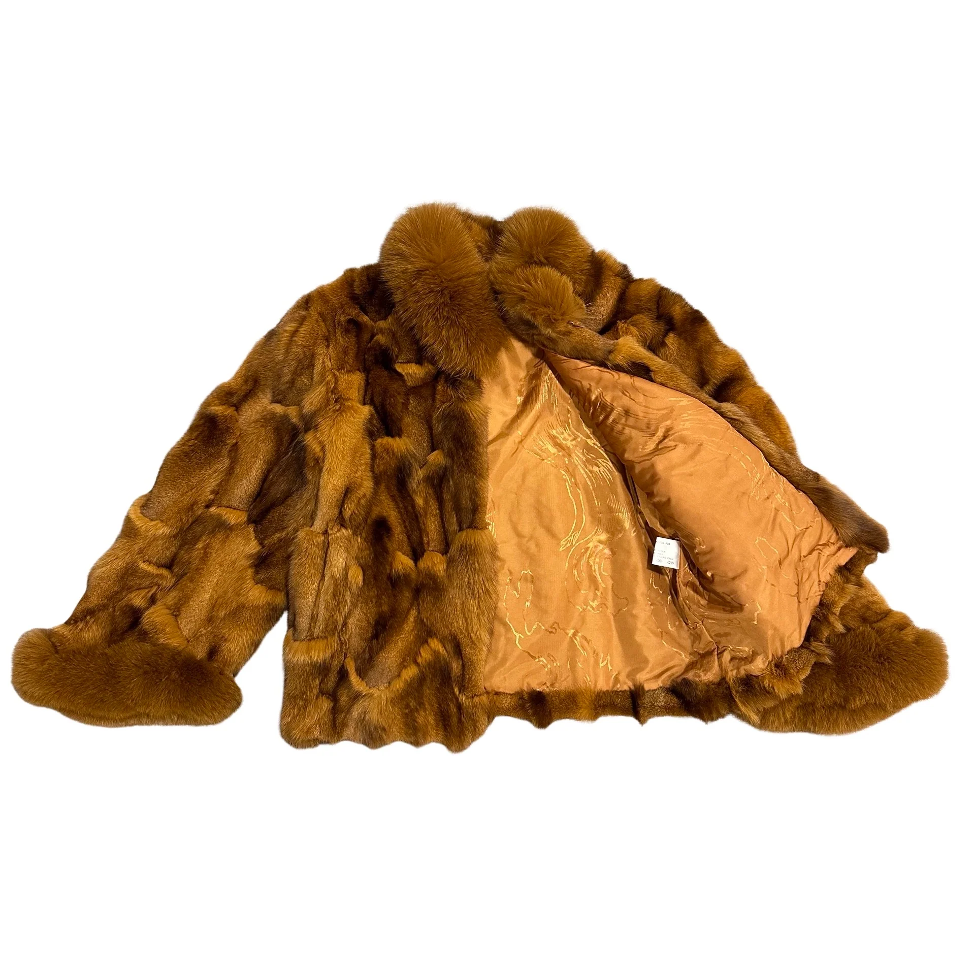 Kashani Ladies Whisky Diamond Cut Fox Fur Coat - Image 2