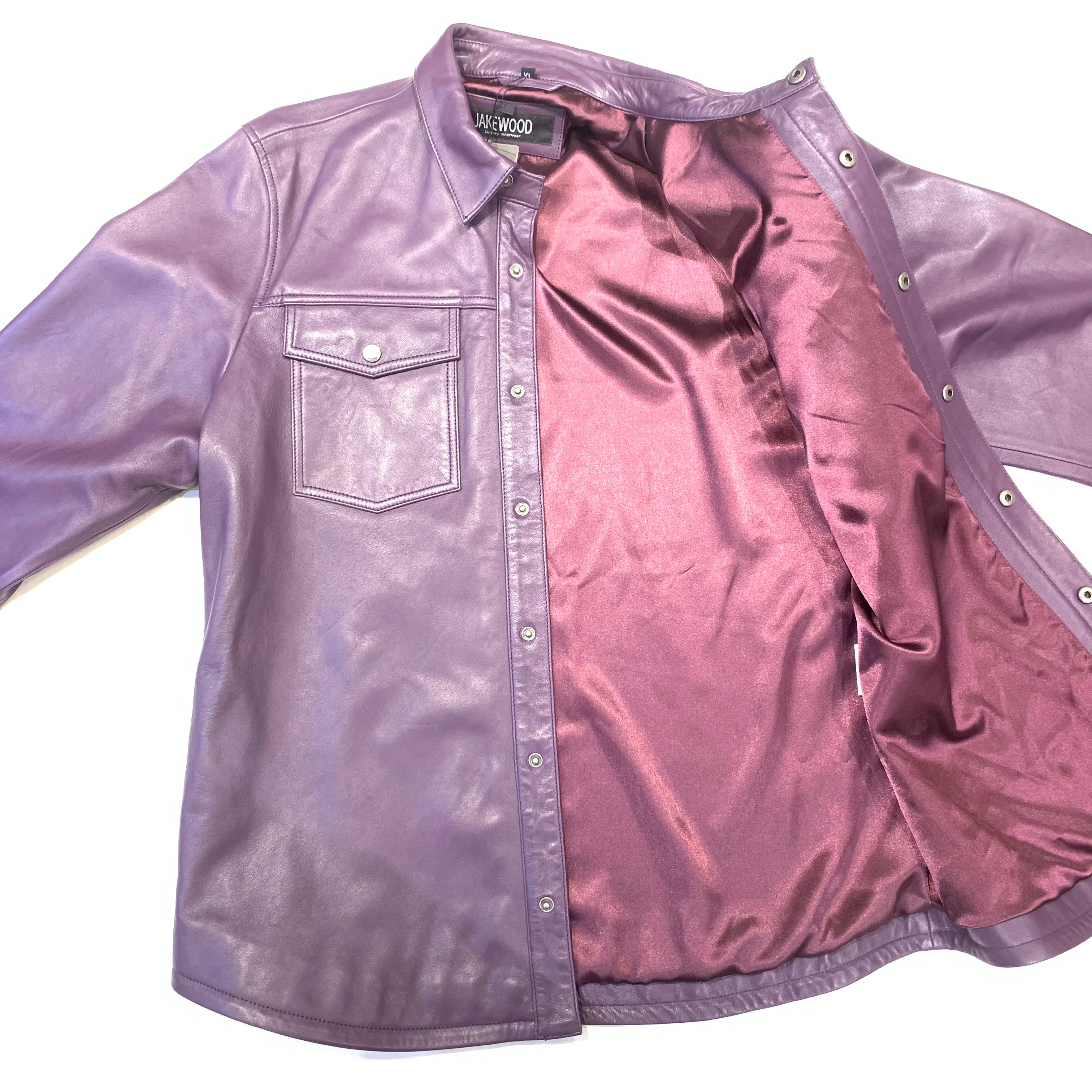 Kashani Men's Purple Lambskin Button-Up Shirt - Image 5