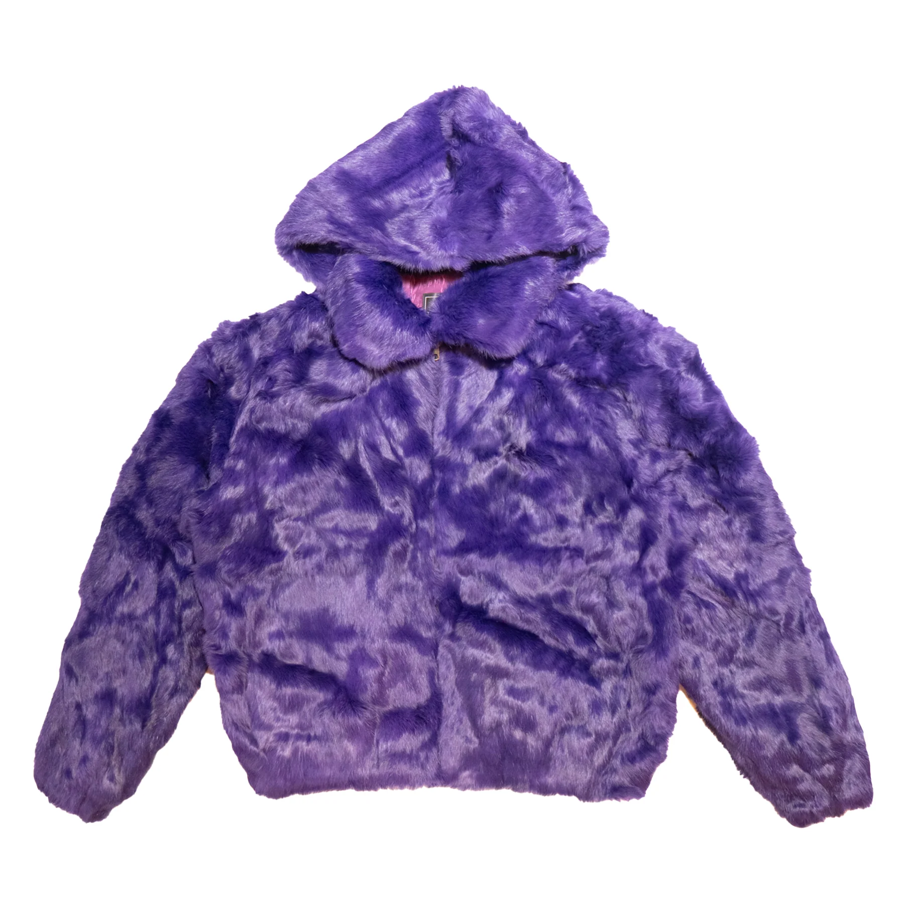 Kashani Men's Purple Rabbit Fur Hooded Bomber Jacket - Image 2