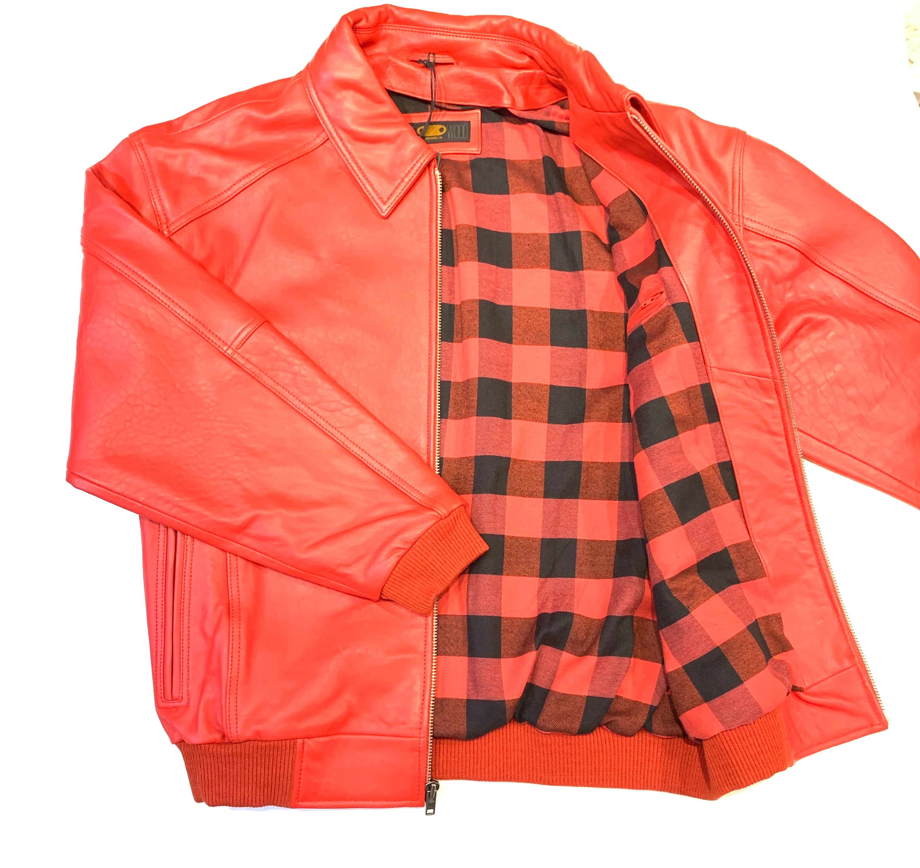 Kashani Men's Red Antique Lambskin Bomber Jacket - Image 4