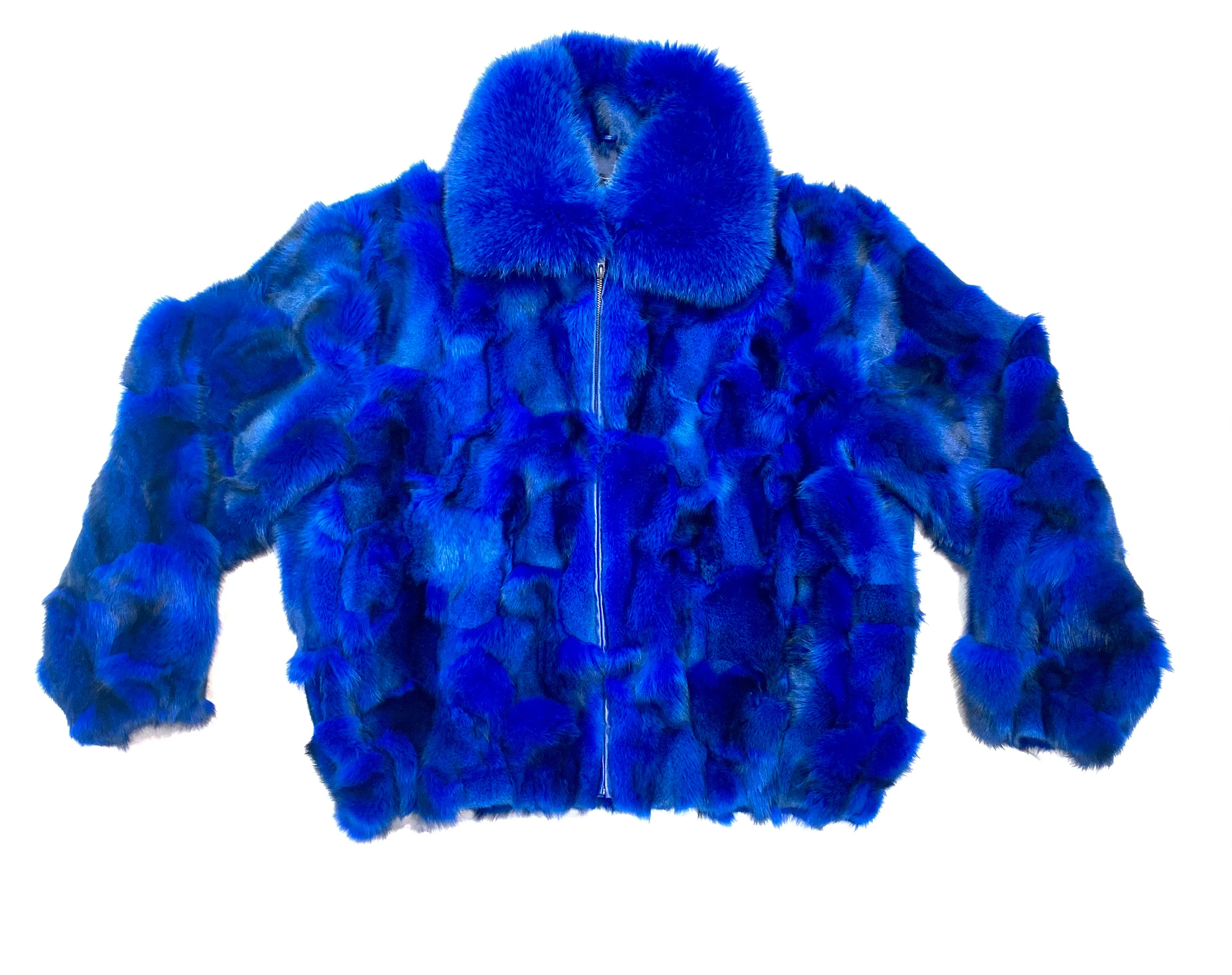 Kashani Men's Royal Blue Fox Fox Bomber  Coat - Image 5