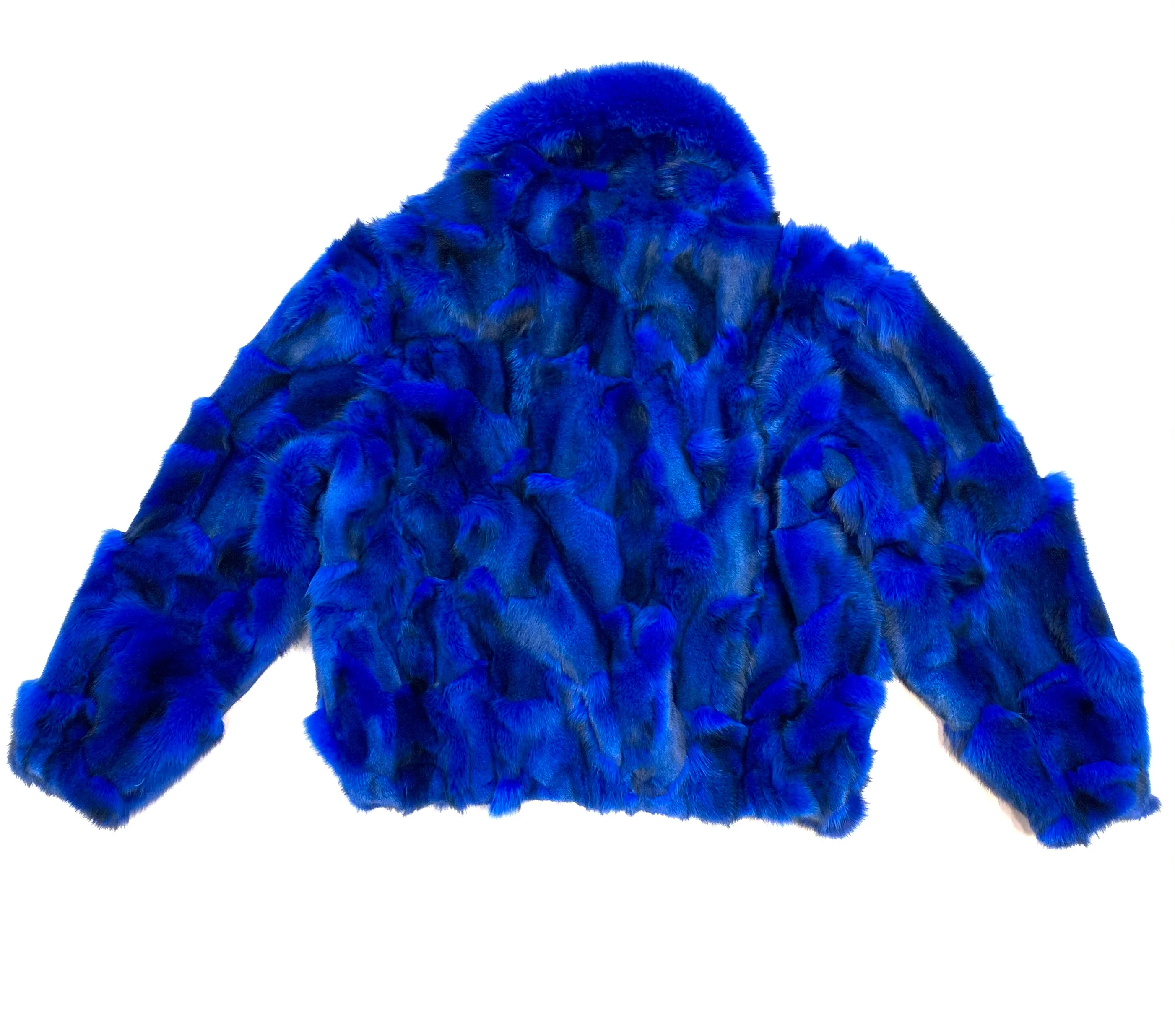 Kashani Men's Royal Blue Fox Fox Bomber  Coat - Image 8