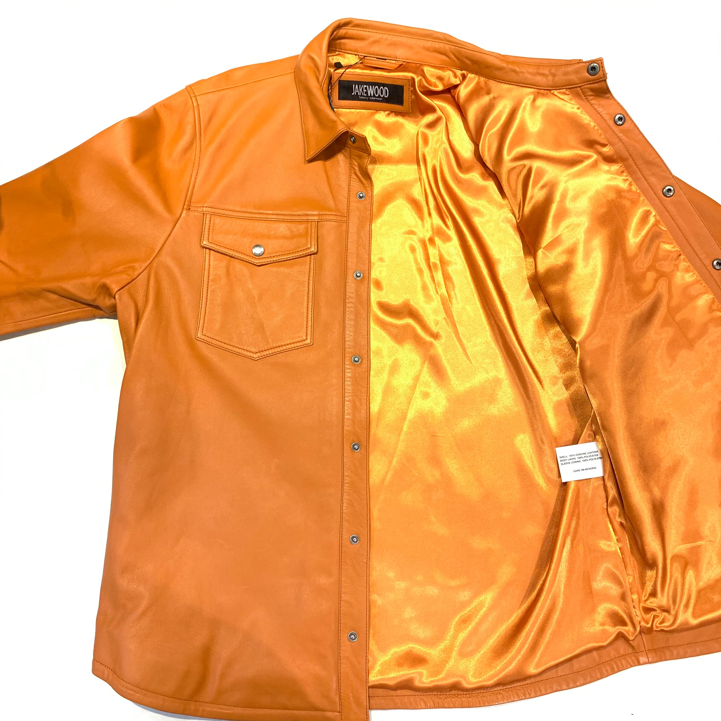 Kashani Men's Tangerine Lambskin Button-Up Shirt - Image 5