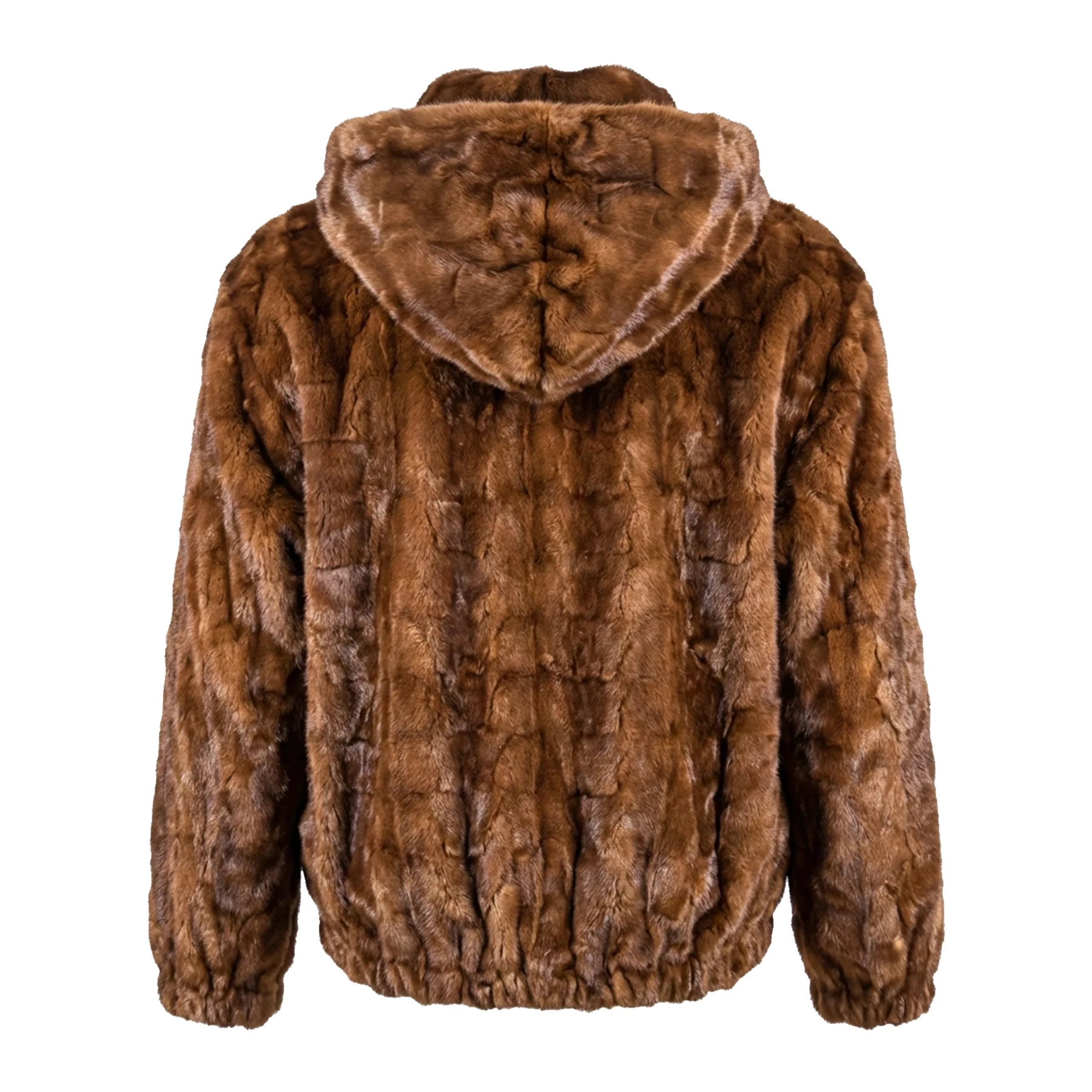 Kashani Men's Whiskey Diamond Cut Mink Hooded Bomber Jacket - Image 2