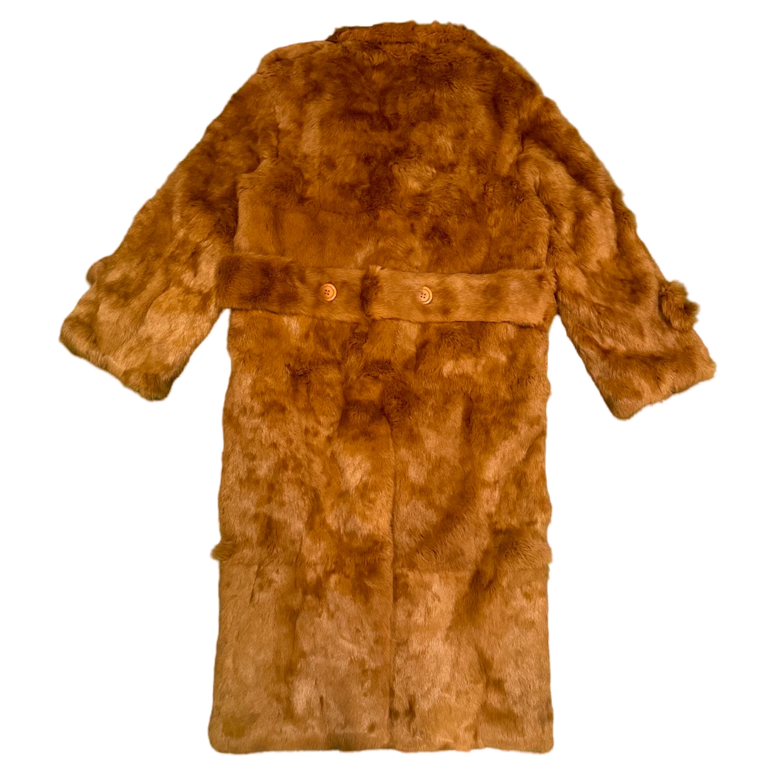 Kashani Men's Whiskey Rabbit Fur Trench Coat - Image 2