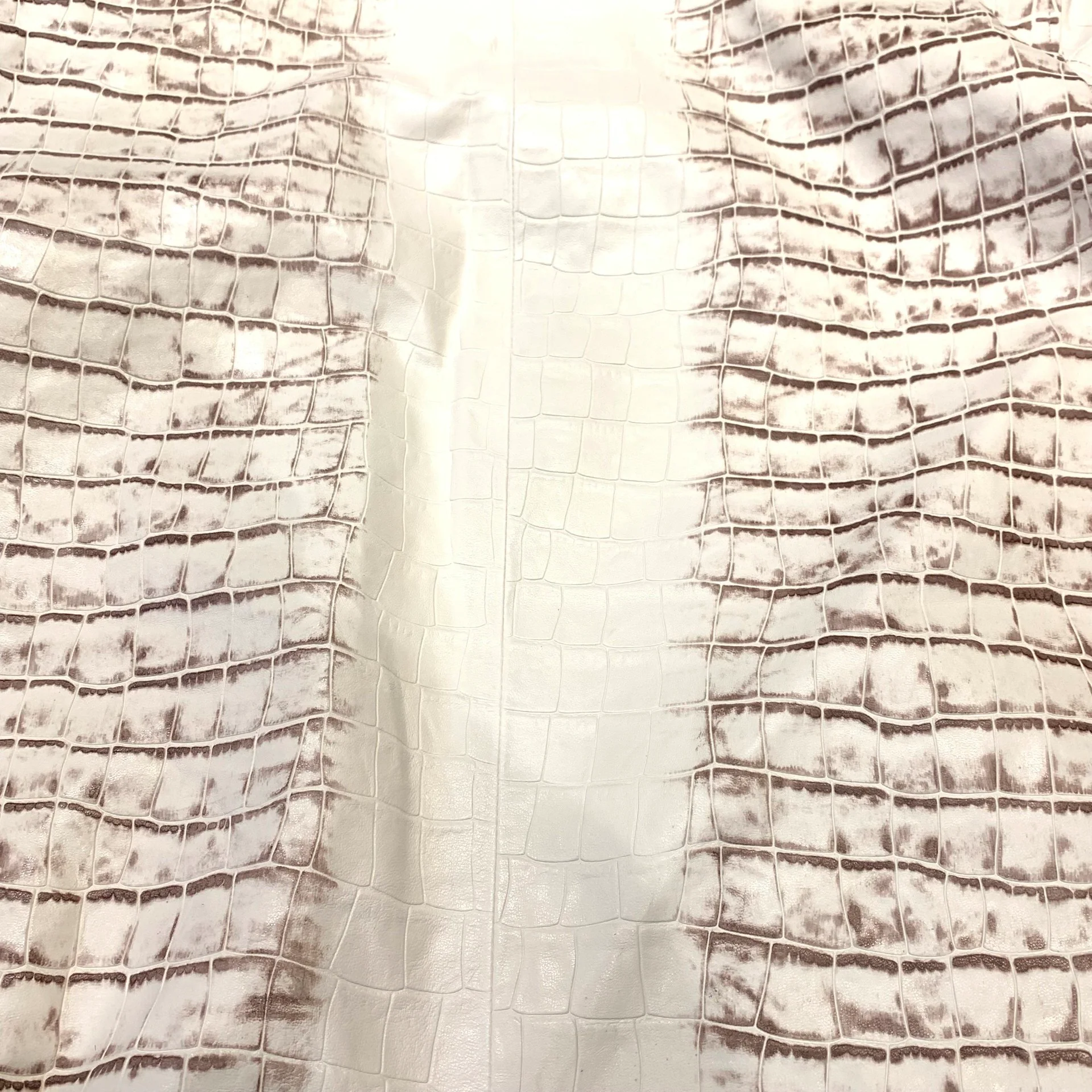 Kashani Men's Caffe/White Embossed Alligator Leather Bomber Jacket - Image 4