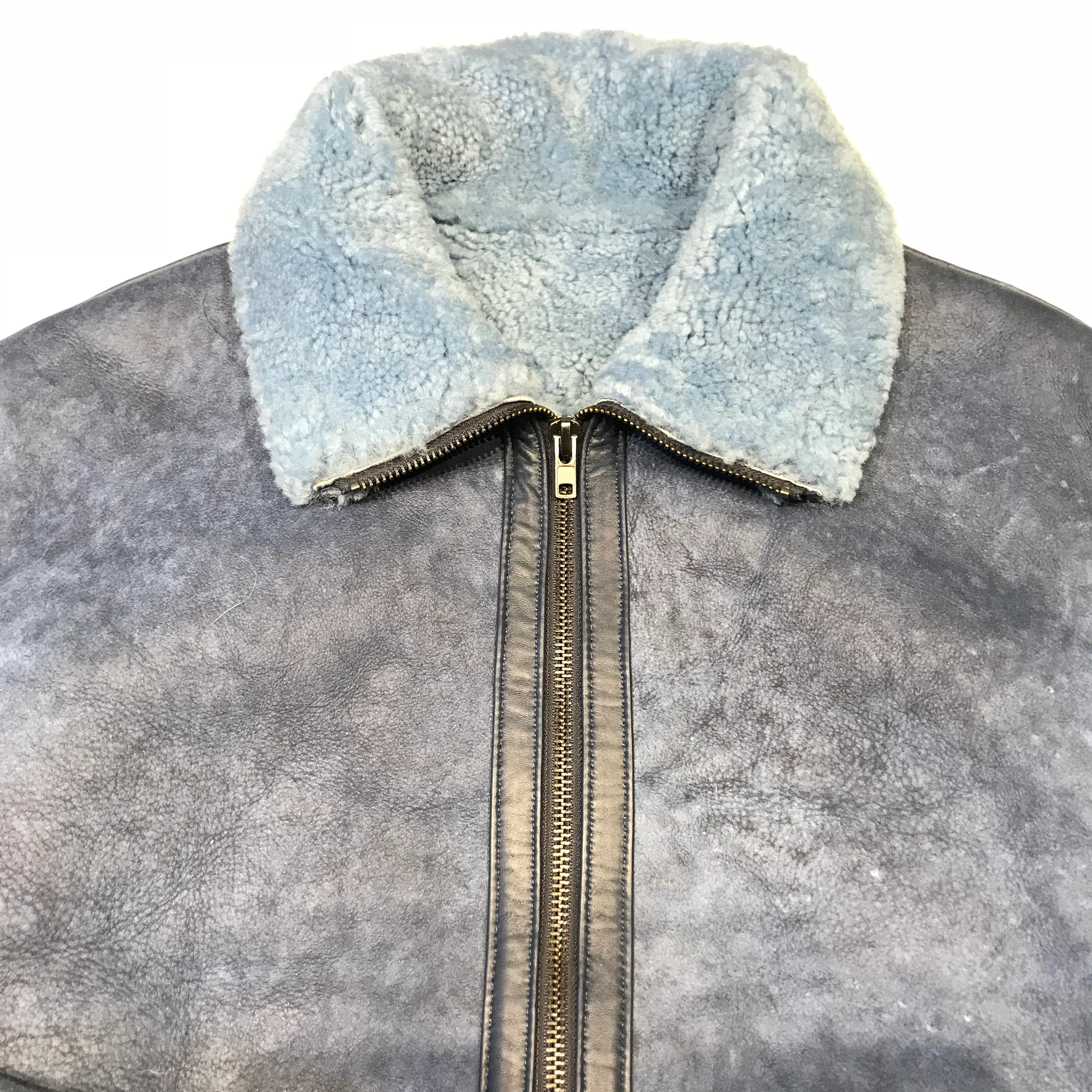 Kashani Powder Blue Blouson Shearling Jacket - Image 2