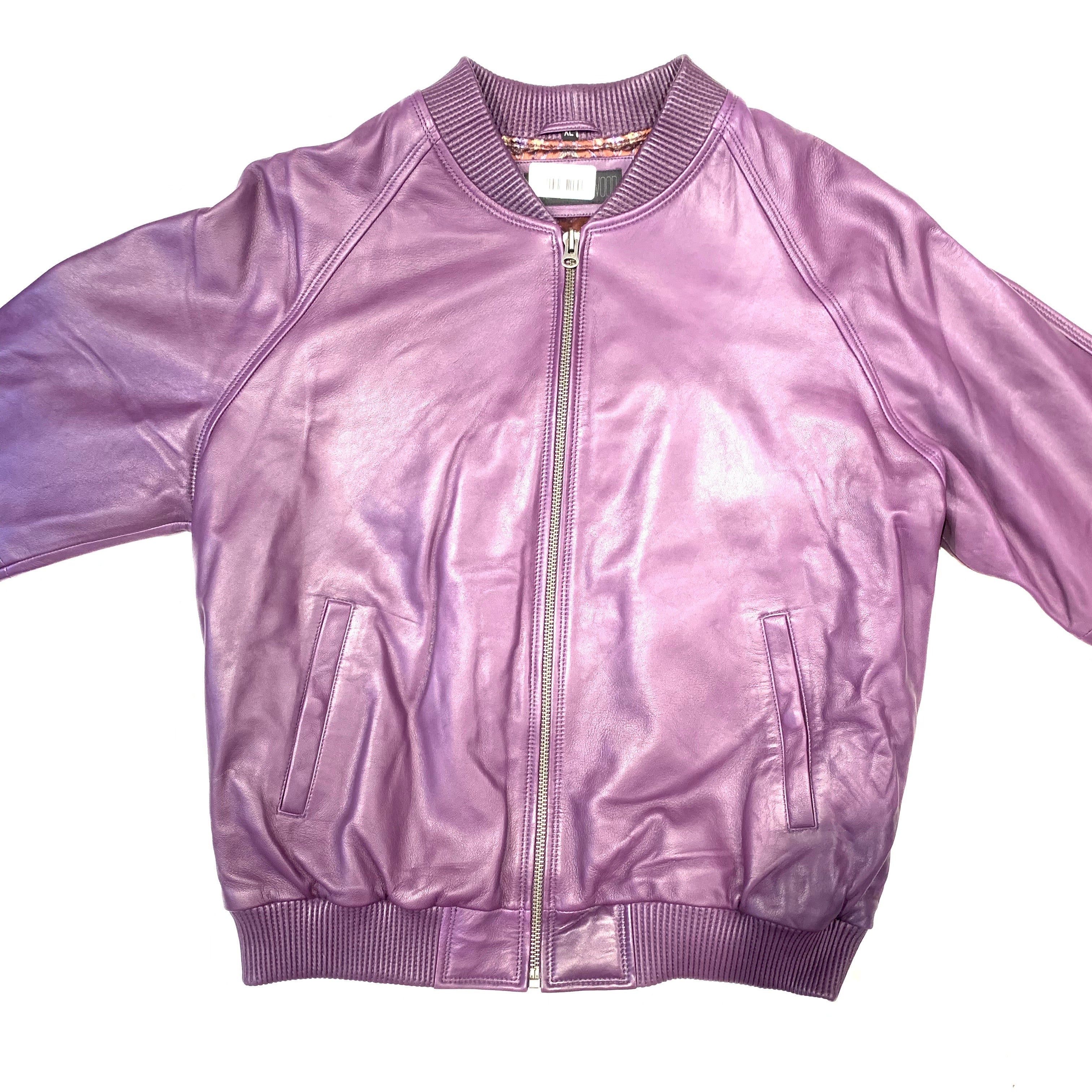 Kashani Purple Lambskin MA-1 Bomber Jacket - Image 3