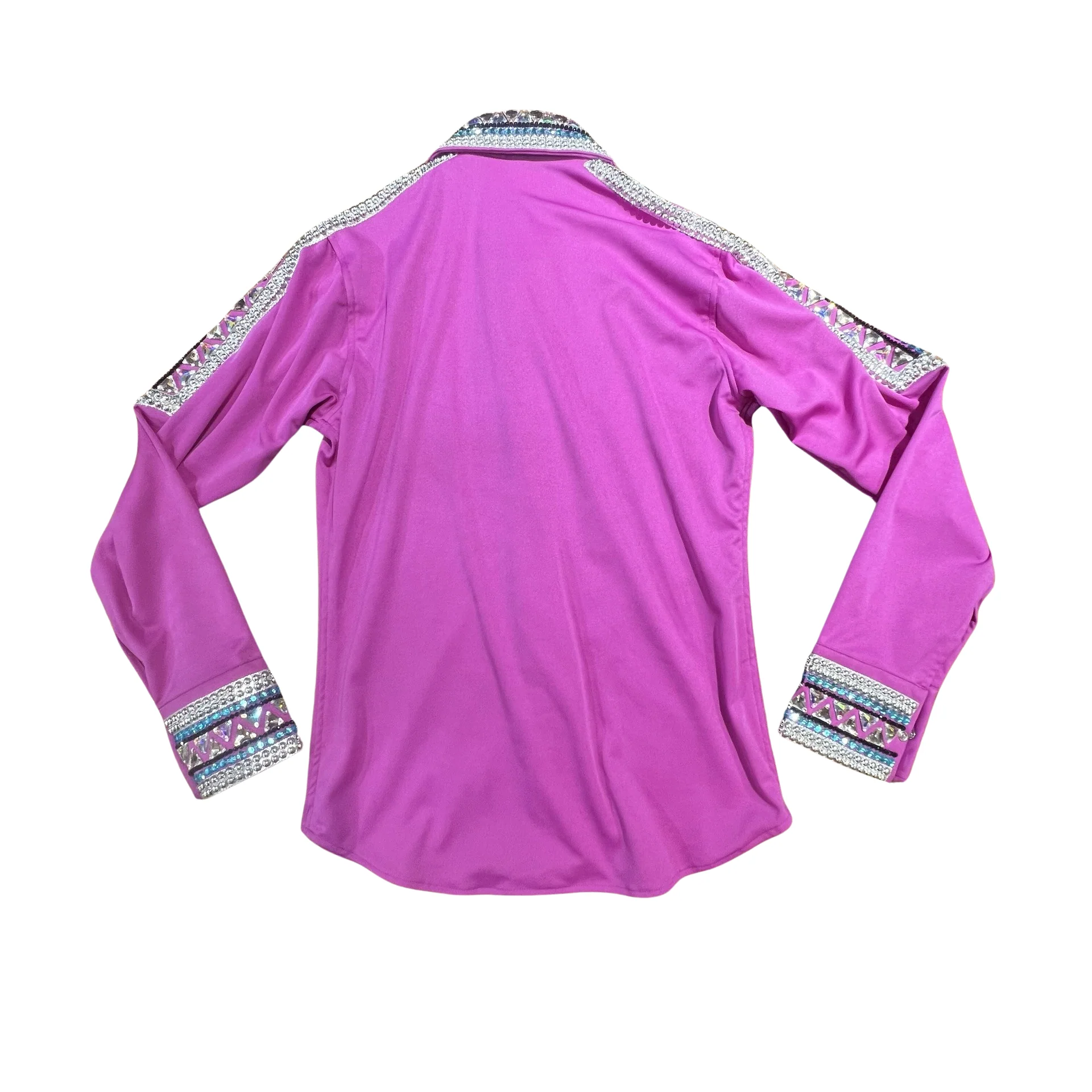 Kashani Fuchsia Pink Royal Hyper Crystal Button-Up Zip Shirt - Image 3