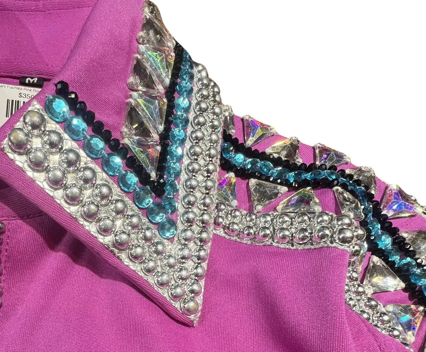 Kashani Fuchsia Pink Royal Hyper Crystal Button-Up Zip Shirt - Image 6