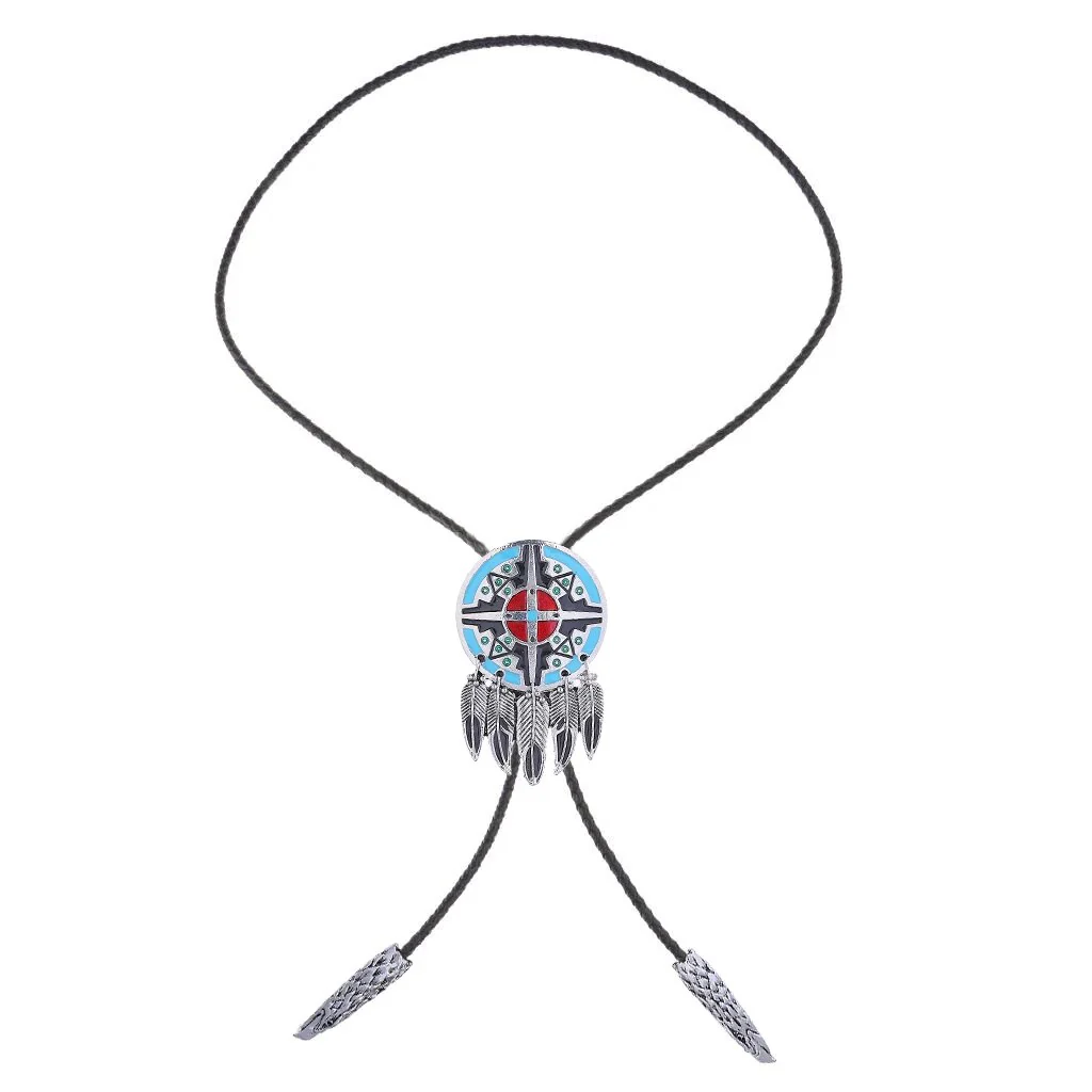 Kashani Red Indian Feather Totem Pendant Bolo Tie - Image 2