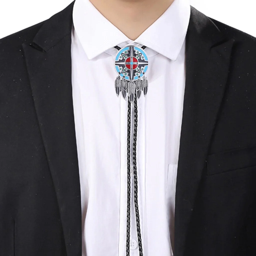 Kashani Red Indian Feather Totem Pendant Bolo Tie - Image 3