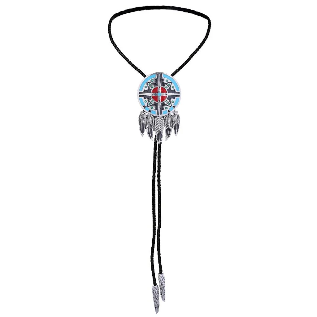 Kashani Red Indian Feather Totem Pendant Bolo Tie - Image 4