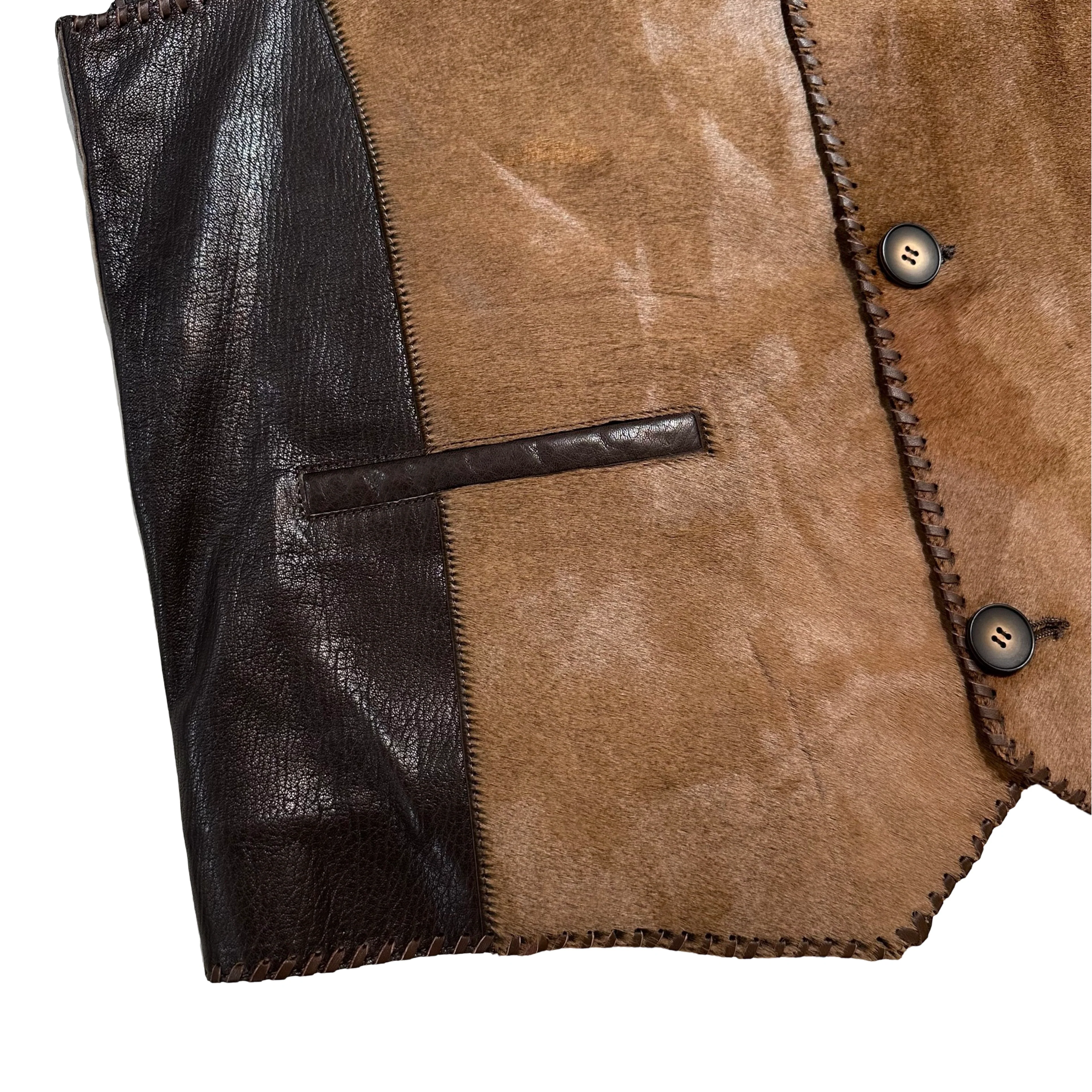 Kashani Tri Brown Cavallino Pony Hair Hand Woven Vest - Image 7