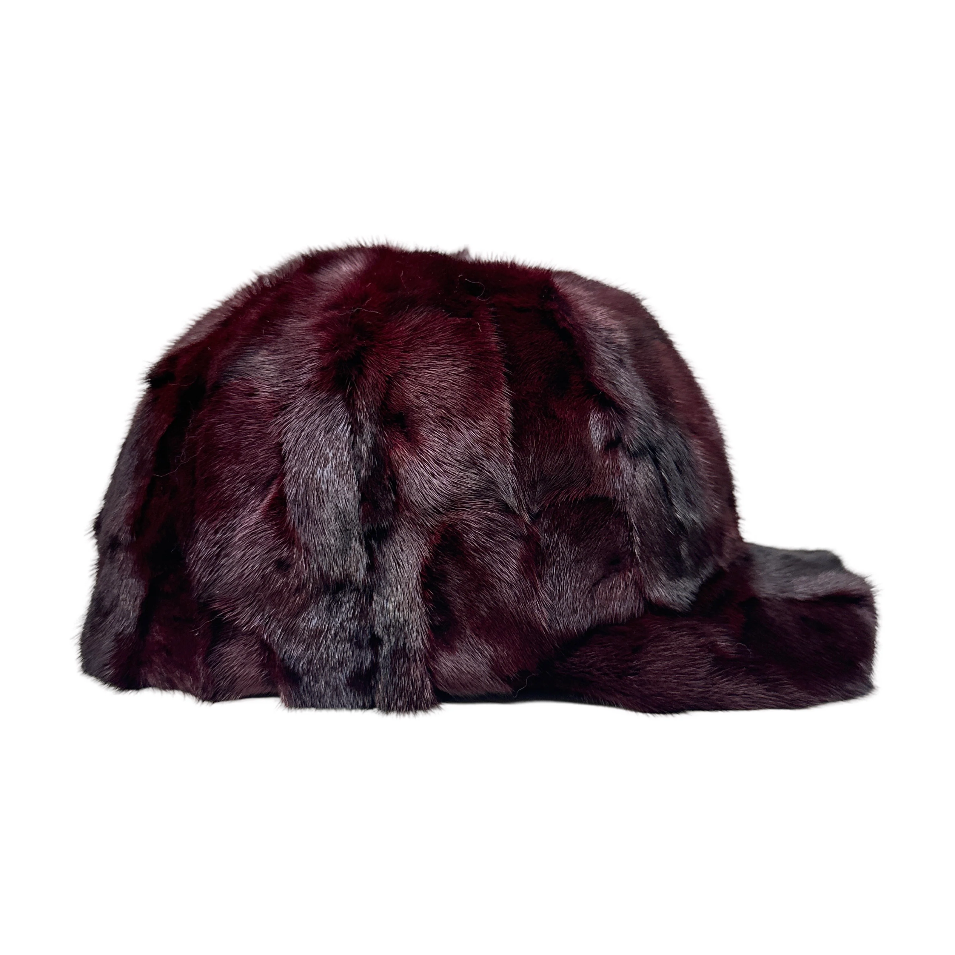 Kashani Wine Red Diamond Cut Mink Baseball Hat - Image 3