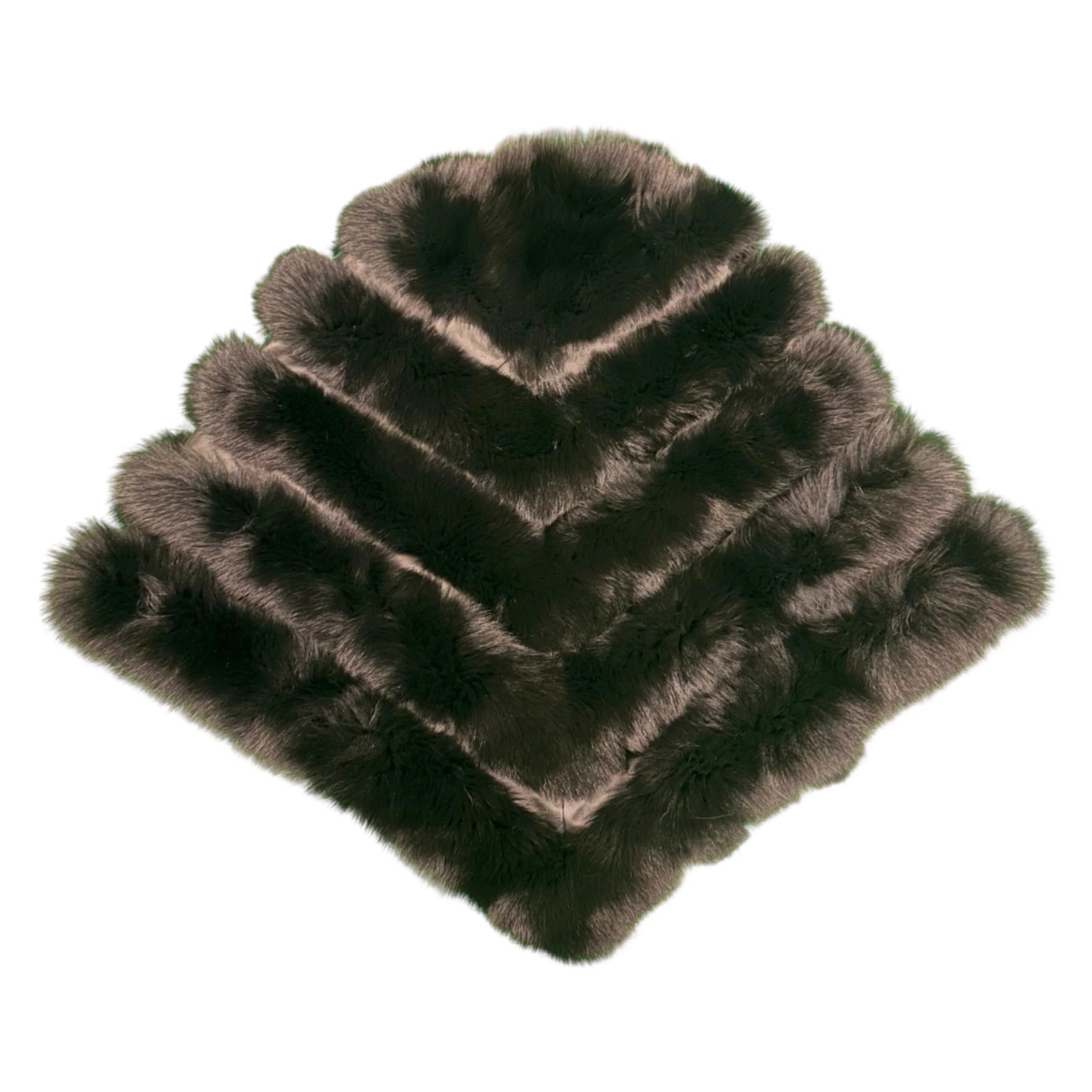 Kashani Women's Black Chevron Fox Fur Poncho - Image 2